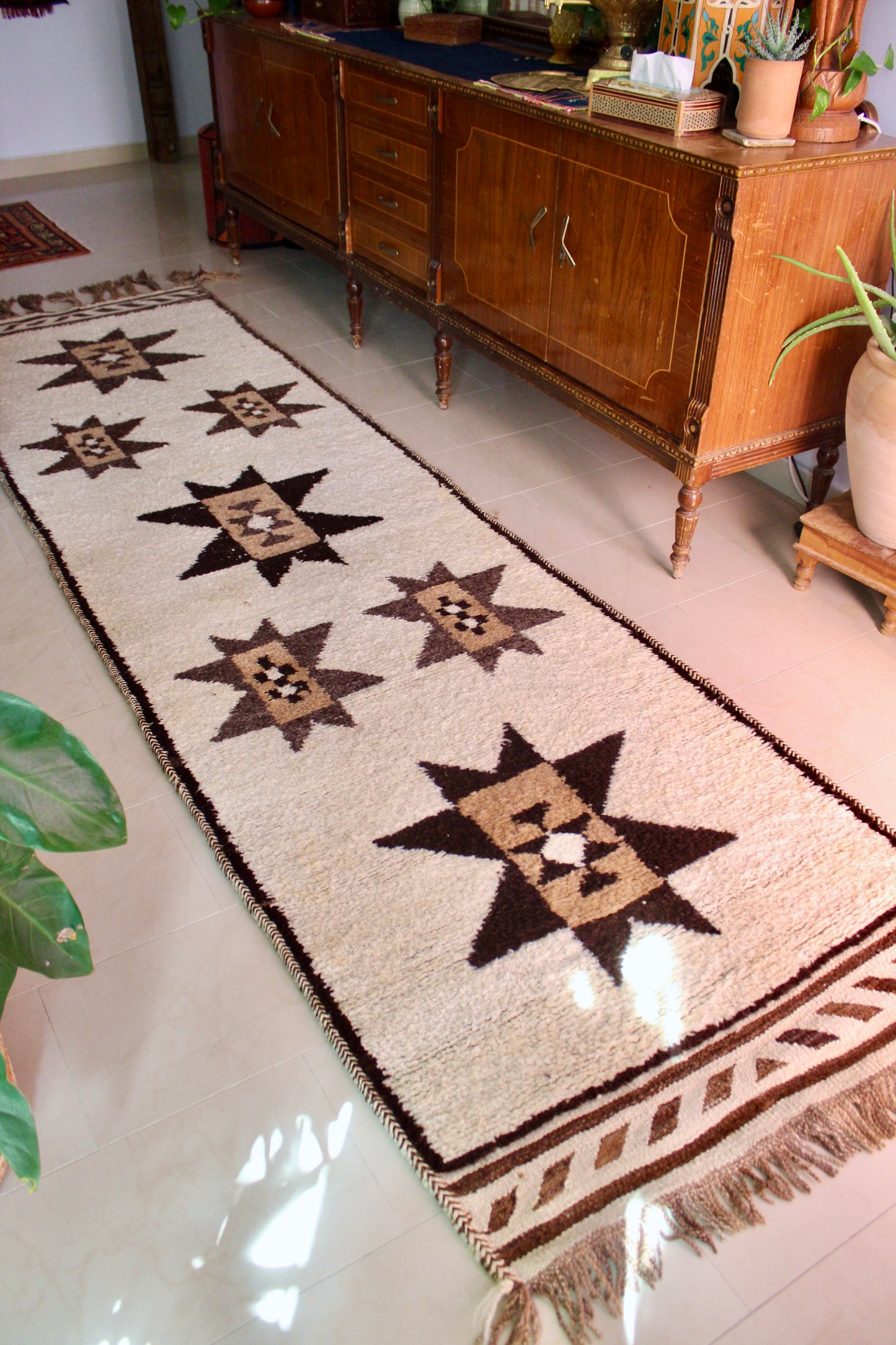 *RARE* Vintage Undyed Arabian Sadu Runner - 94 × 400 cm