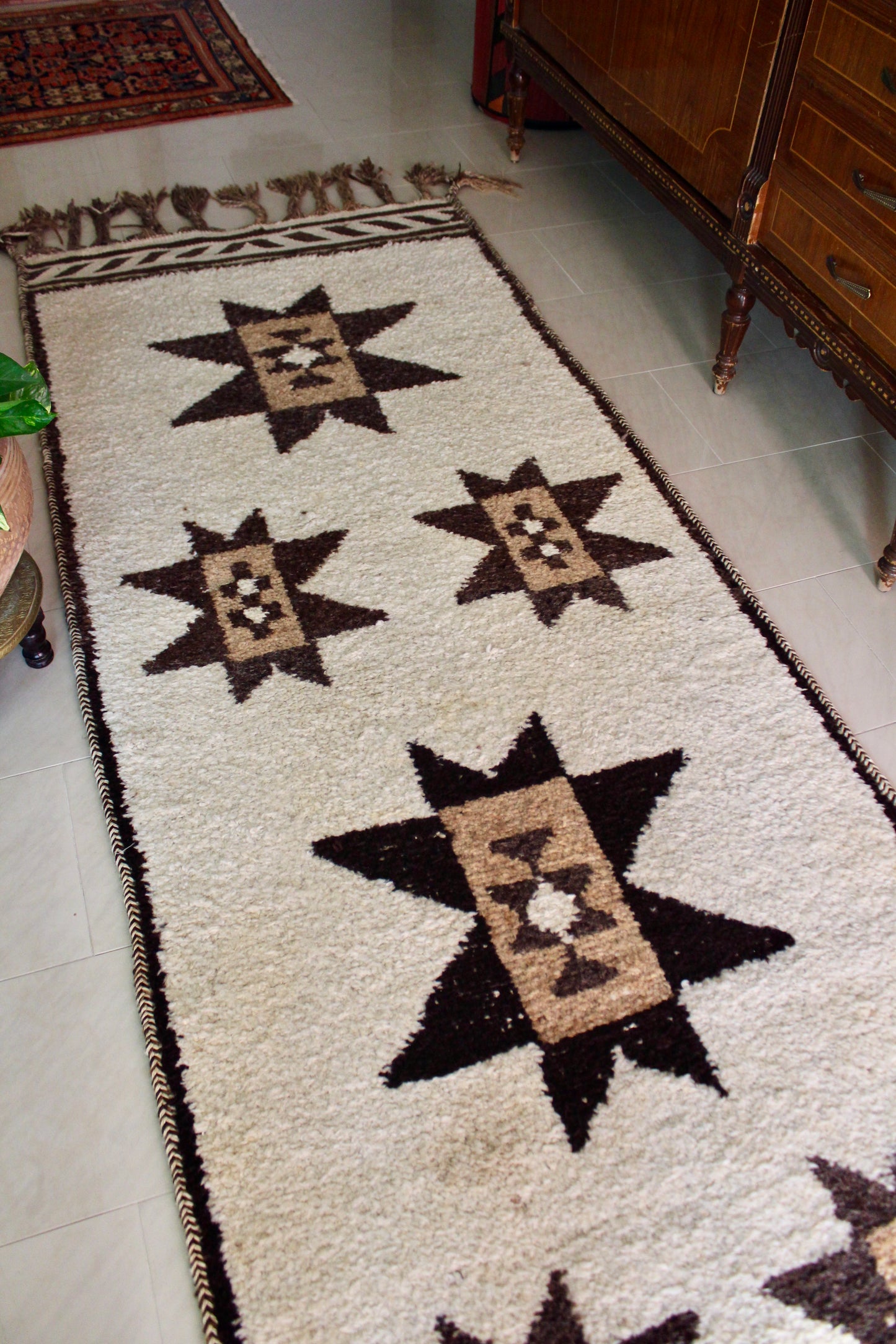 *RARE* Vintage Undyed Arabian Sadu Runner - 94 × 400 cm