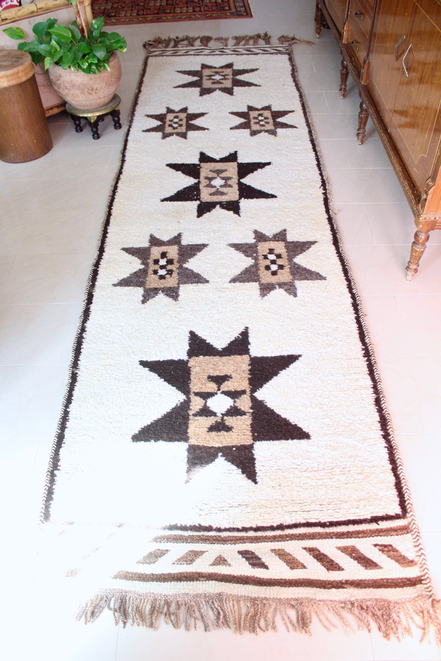 *RARE* Vintage Undyed Arabian Sadu Runner - 94 × 400 cm