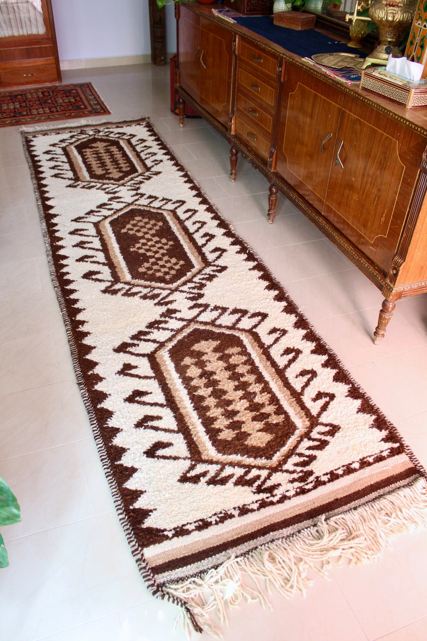 *RARE* Vintage Undyed Arabian Sadu Wool Runner - 102 × 385 cm