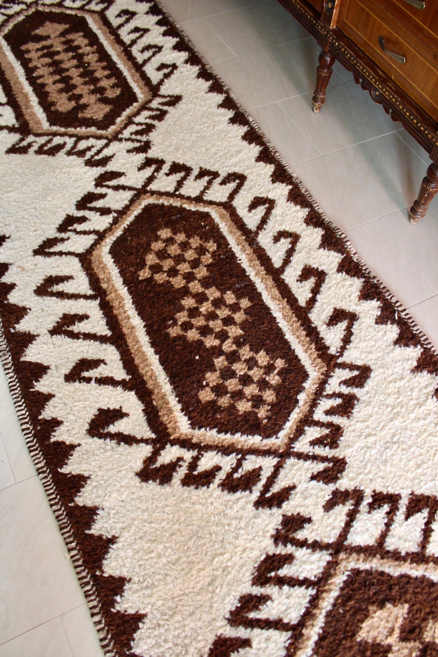 *RARE* Vintage Undyed Arabian Sadu Wool Runner - 102 × 385 cm