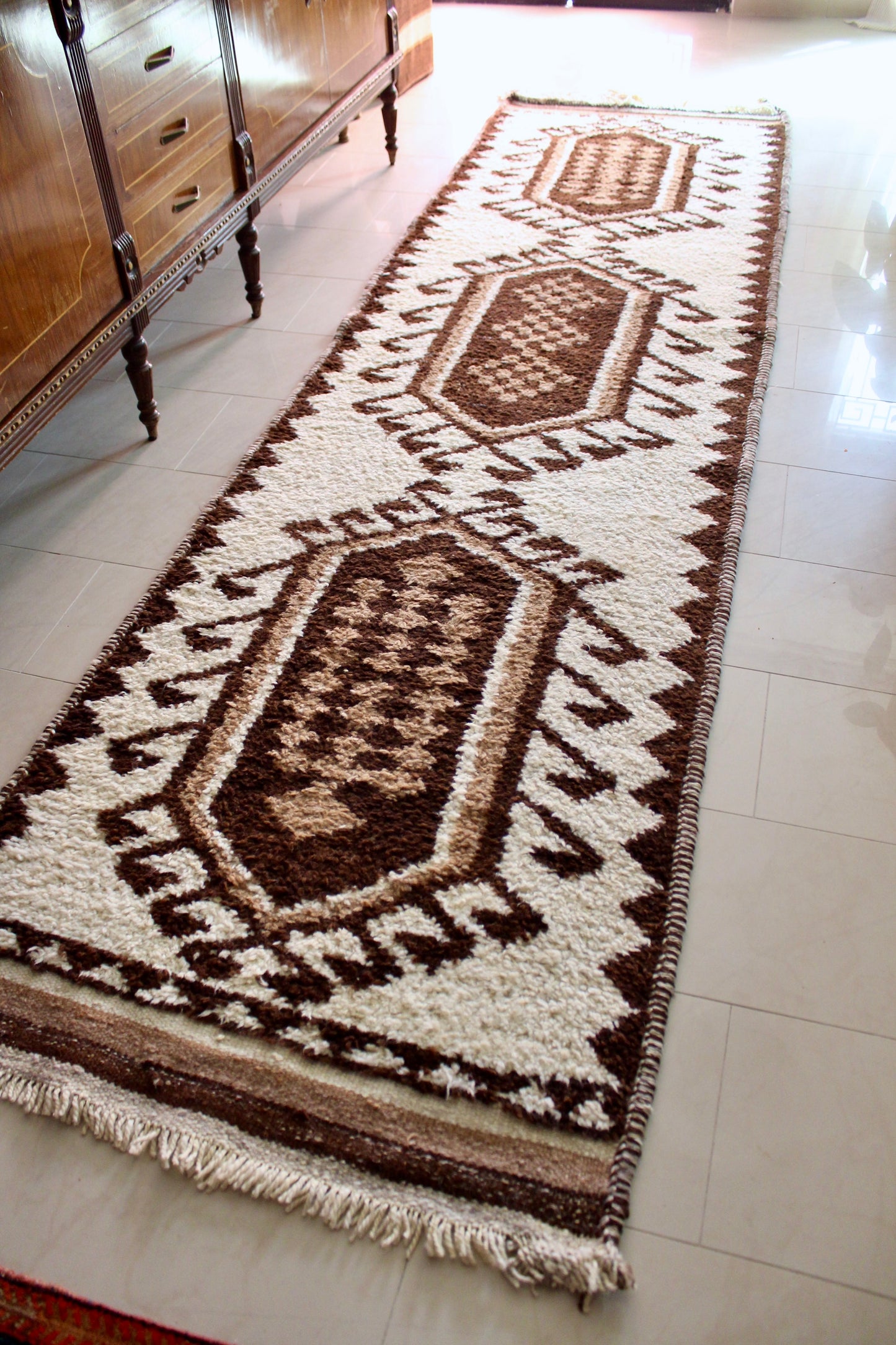 *RARE* Vintage Undyed Arabian Sadu Wool Runner - 102 × 385 cm