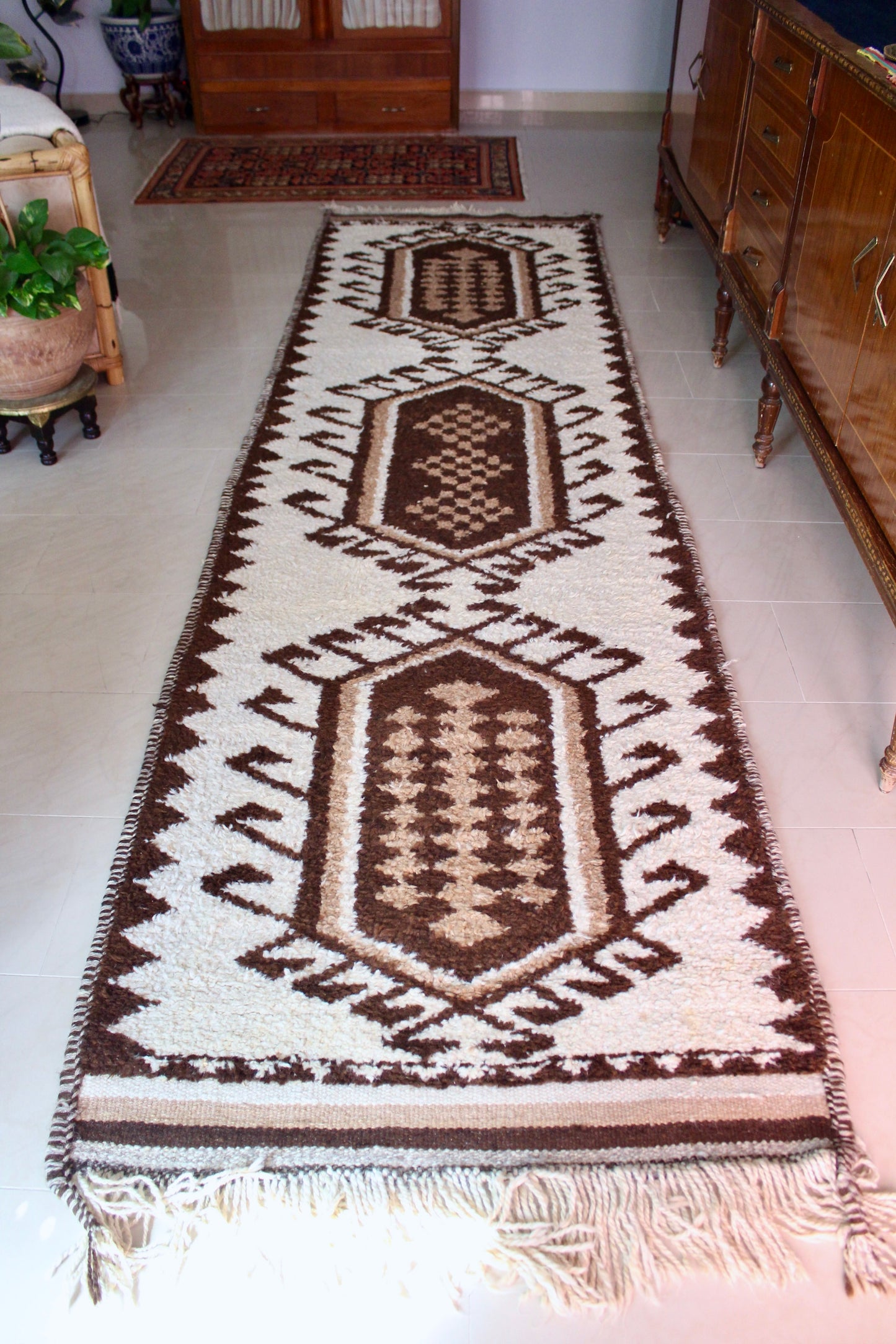 *RARE* Vintage Undyed Arabian Sadu Wool Runner - 102 × 385 cm