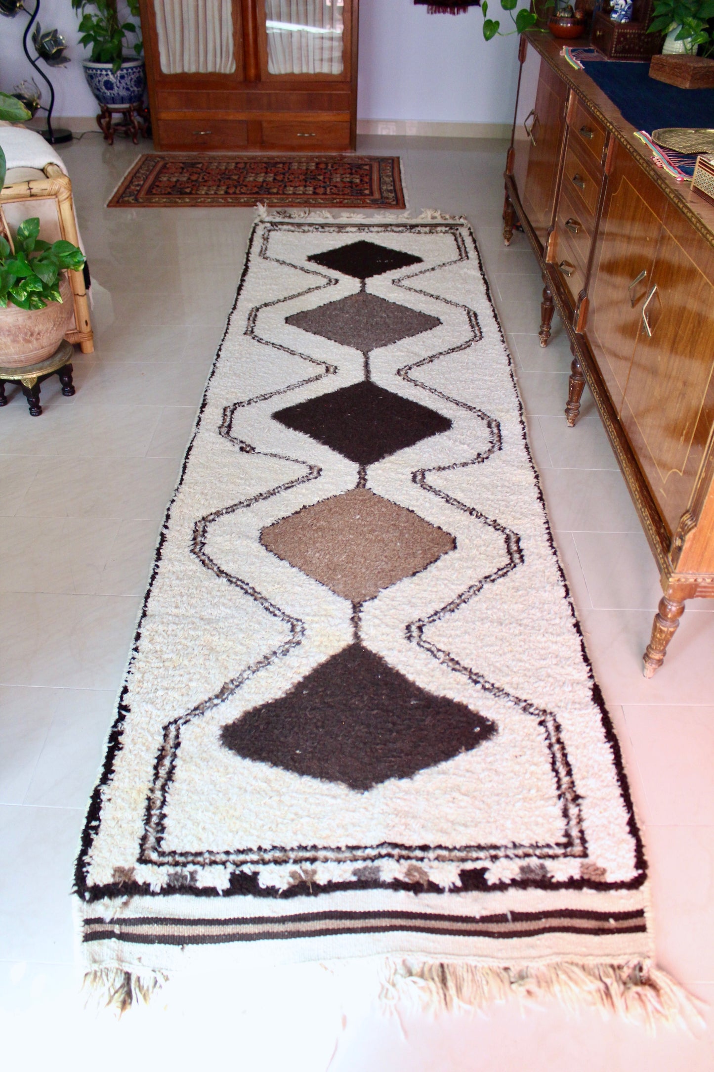 *RARE* Vintage Undyed Arabian Sadu Wool Runner - 105 × 380 cm