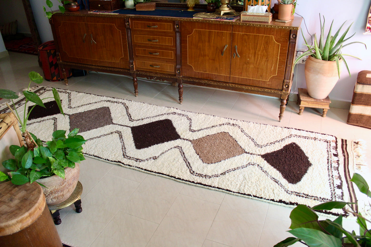 *RARE* Vintage Undyed Arabian Sadu Wool Runner - 105 × 380 cm