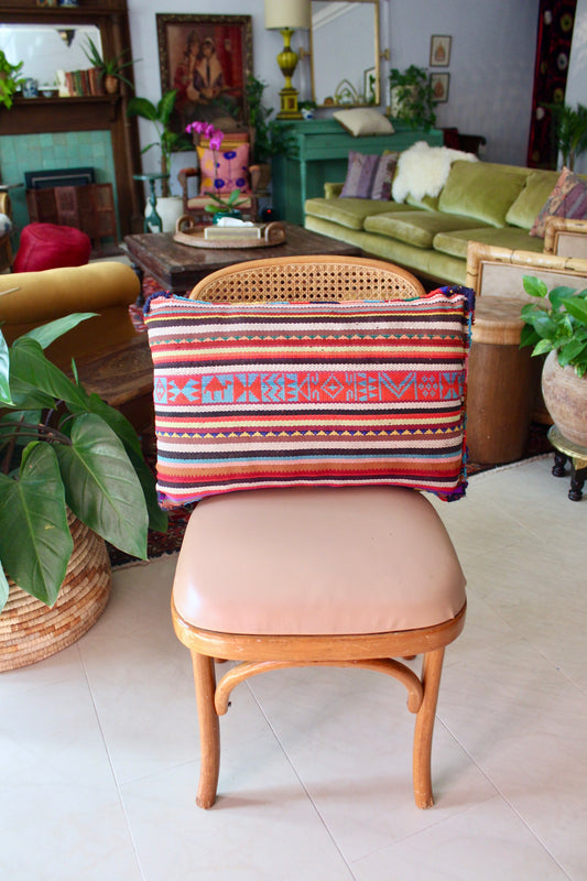 Vintage Arabian Sadu Kilim Pillow with Camel Motif
