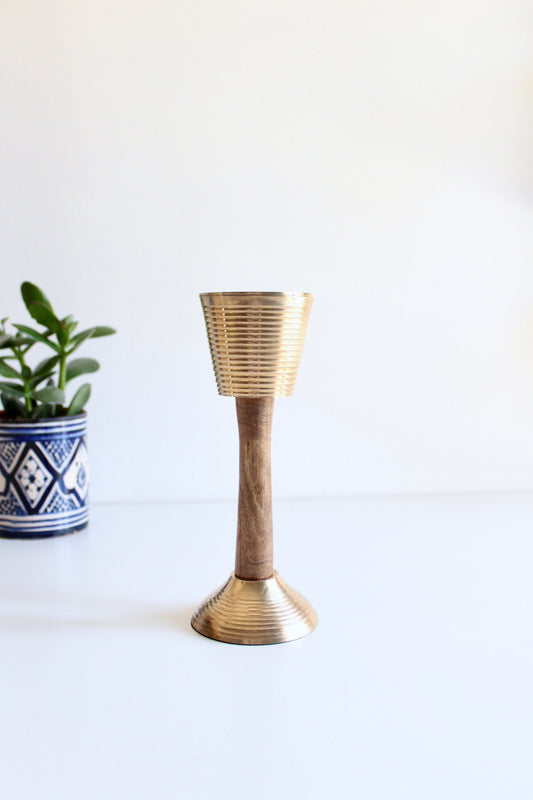 Vintage Brass and Wood Pedestal Mubkhar