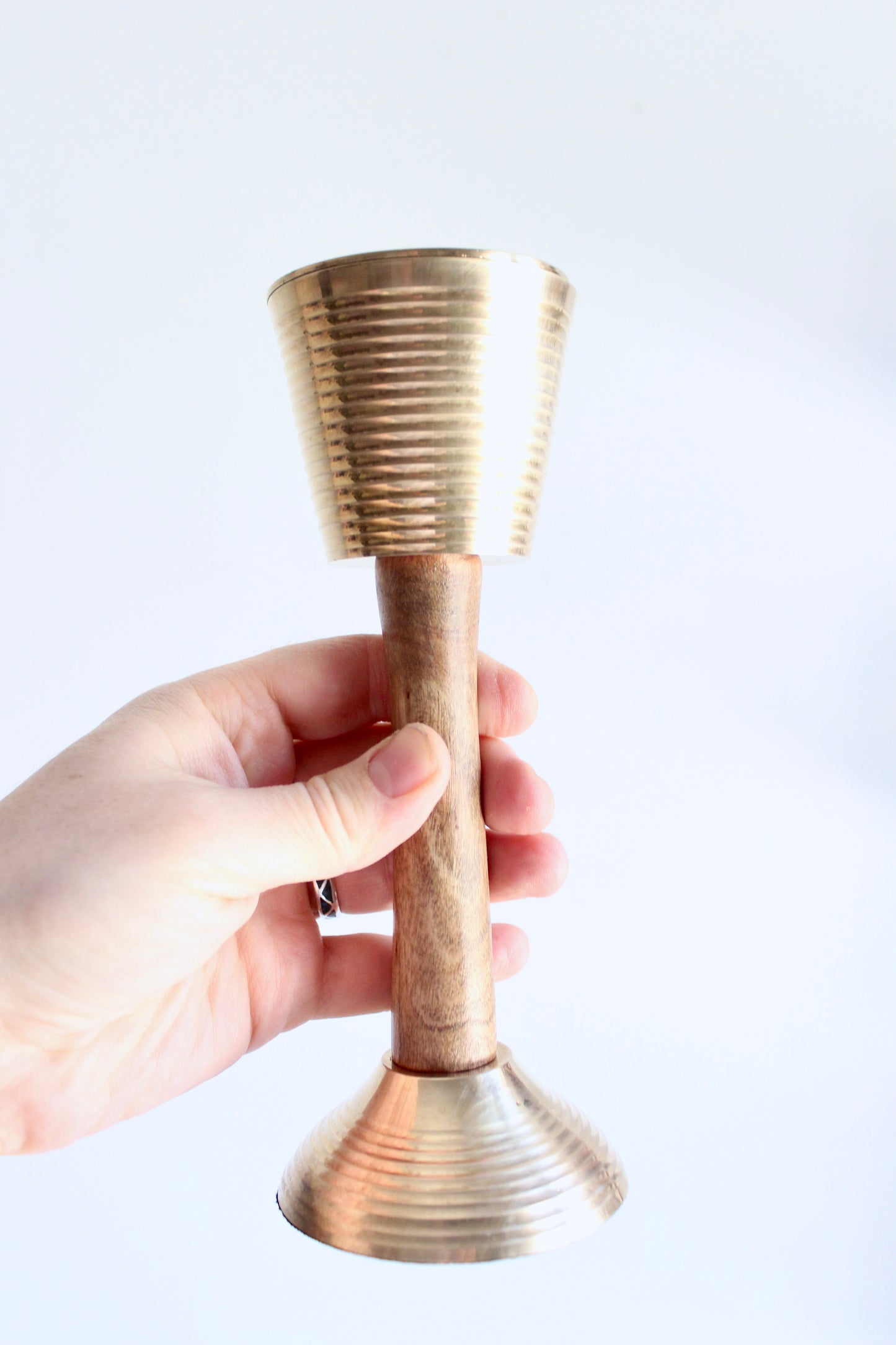 Vintage Brass and Wood Pedestal Mubkhar