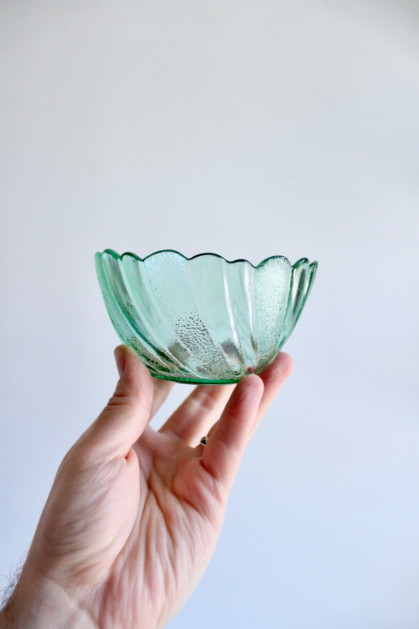 Set of Four 1970s-1980s Vintage Green Glass Dessert Bowls