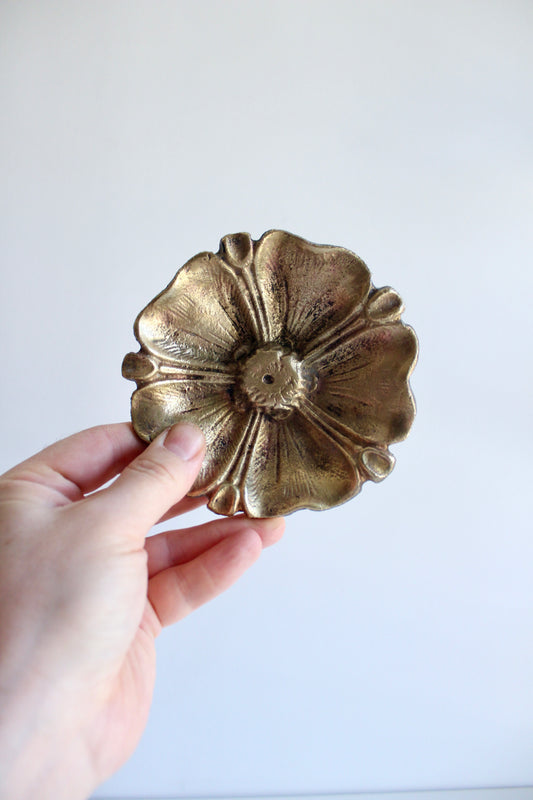Vintage Brass Flower Ashtray