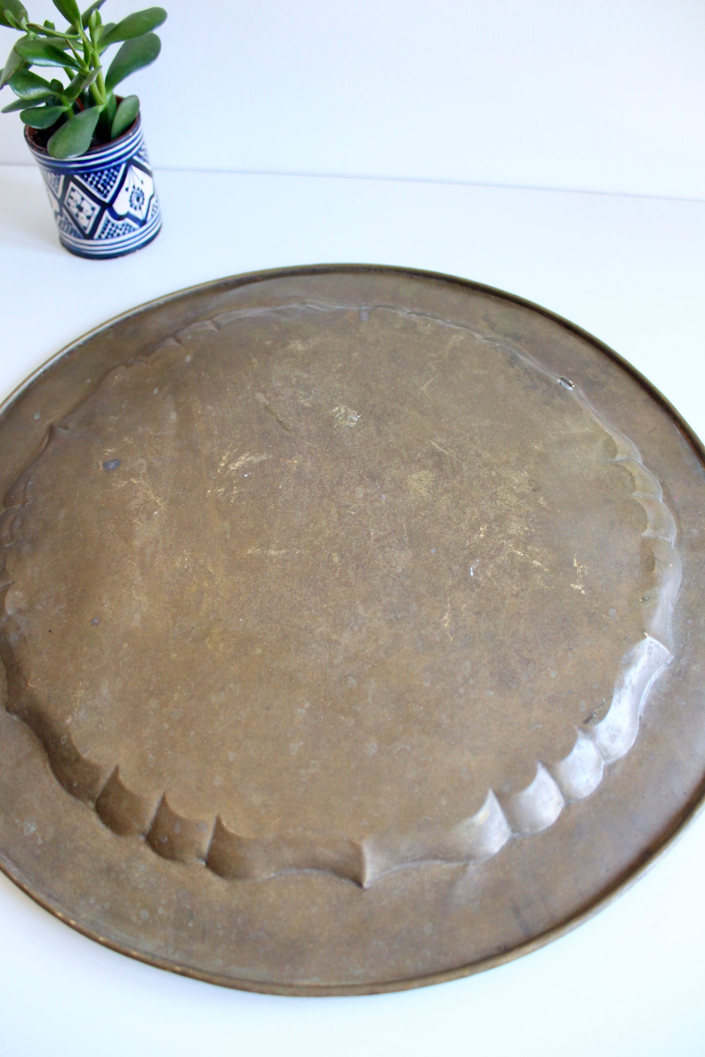 Large Vintage Indian Engraved Brass Hunting Charger - On Hold