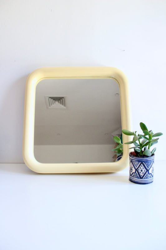 Vintage 1980s Cream Space-Age Mirror