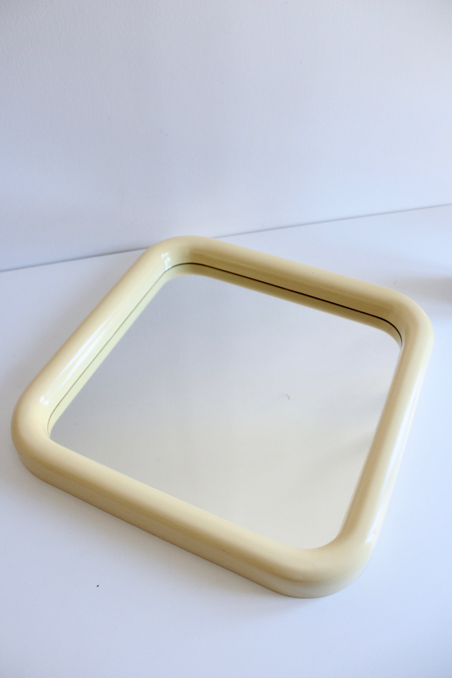 Vintage 1980s Cream Space-Age Mirror
