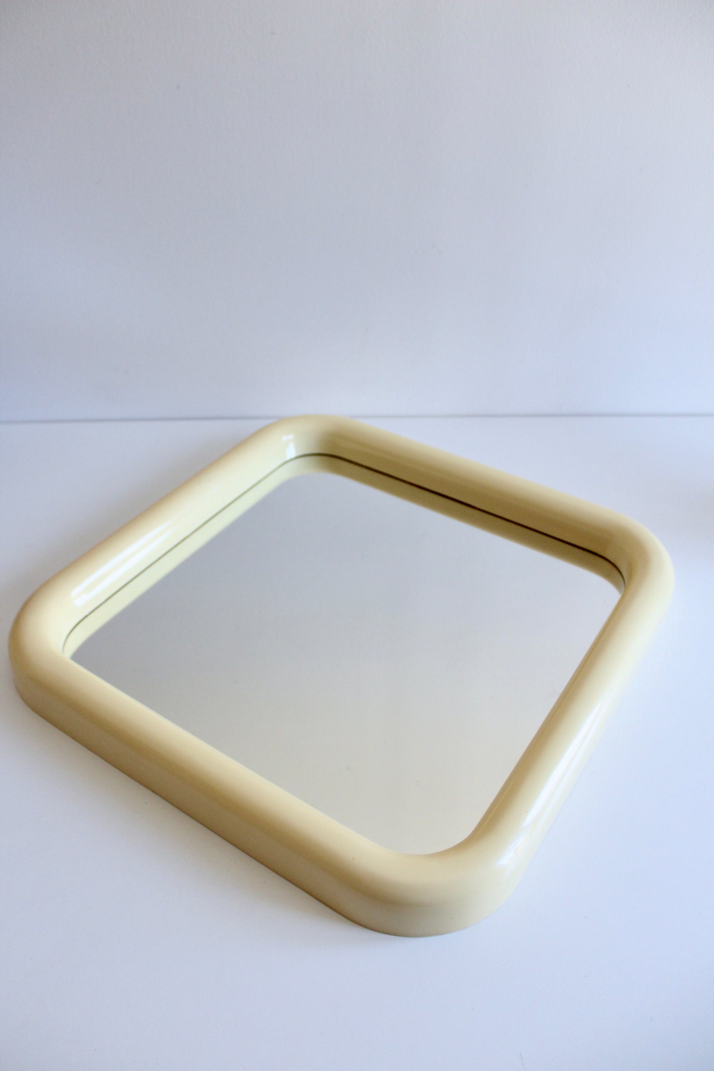 Vintage 1980s Cream Space-Age Mirror