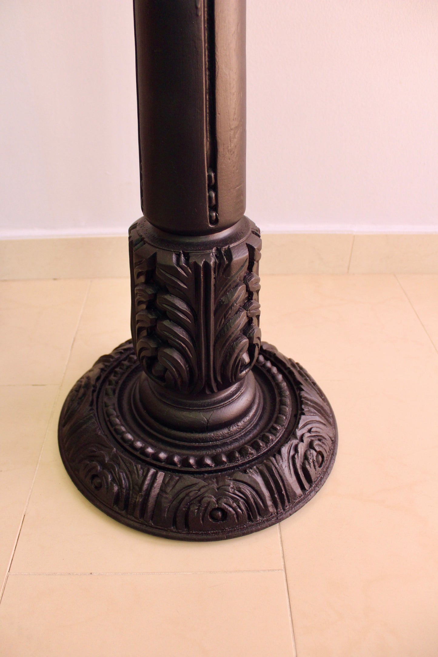 Large Vintage Carved Wooden Pedestal Plant Stand