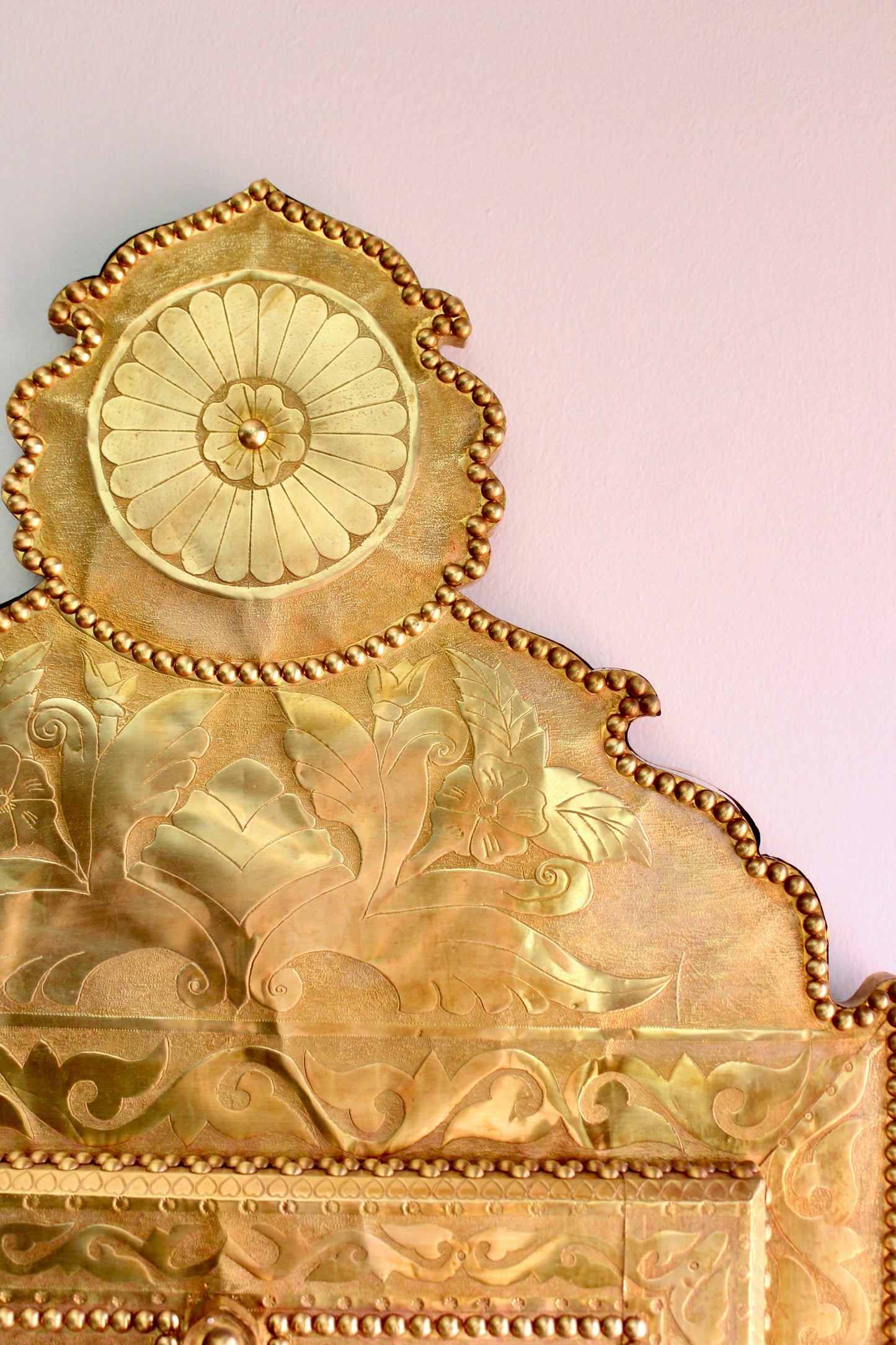Large Vintage Moroccan Brass Shutter Mirror