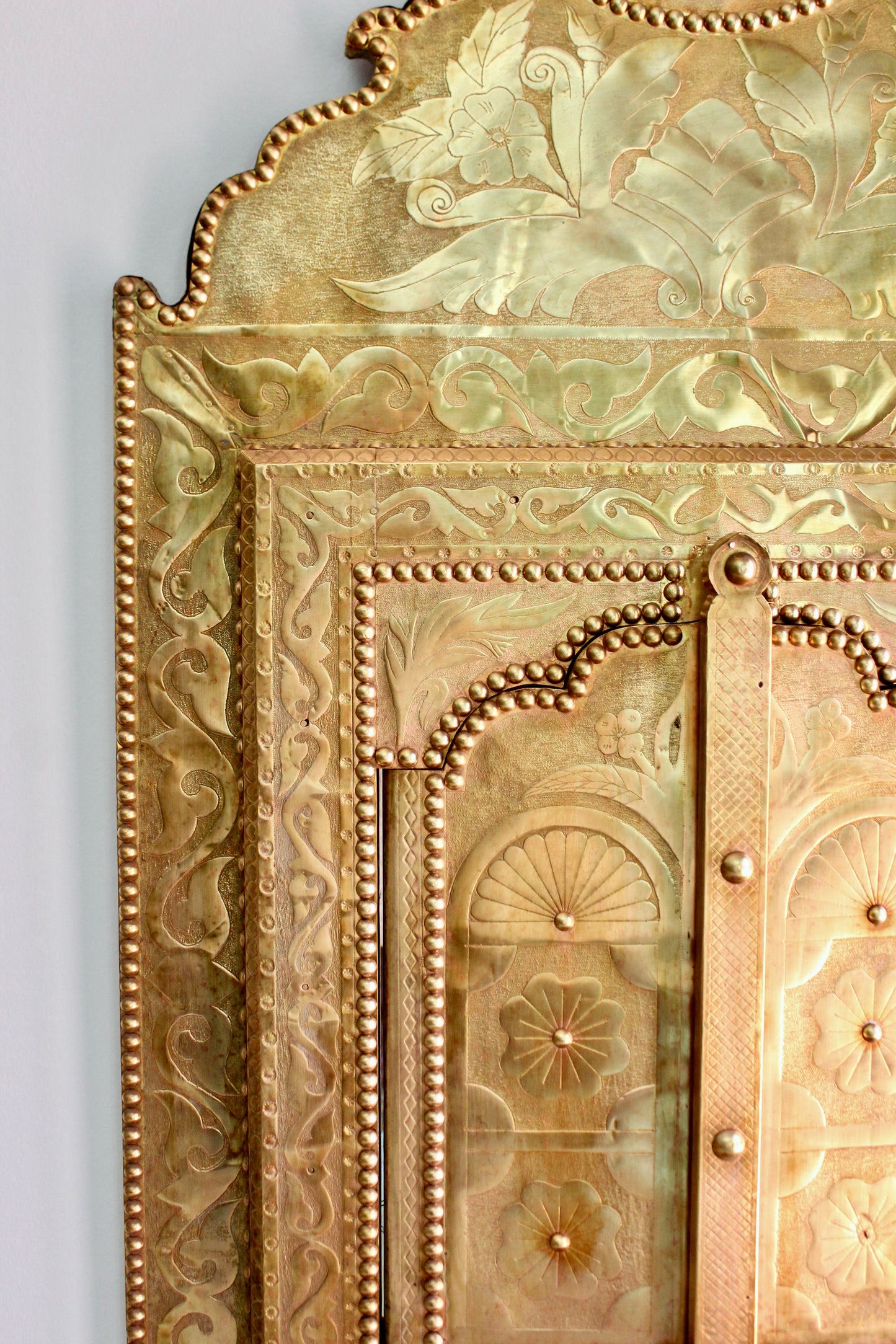 Large Vintage Moroccan Brass Shutter Mirror
