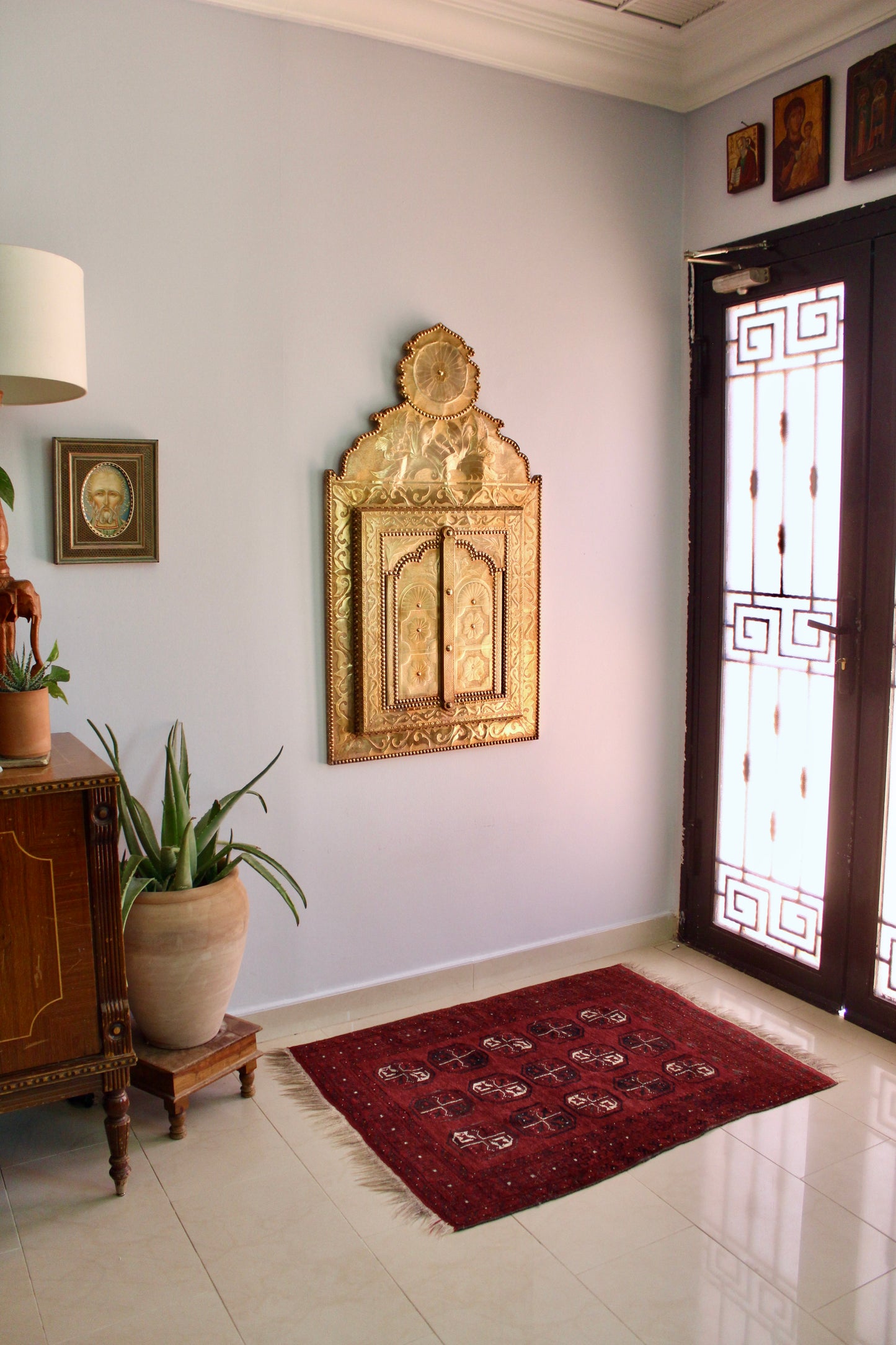 Large Vintage Moroccan Brass Shutter Mirror