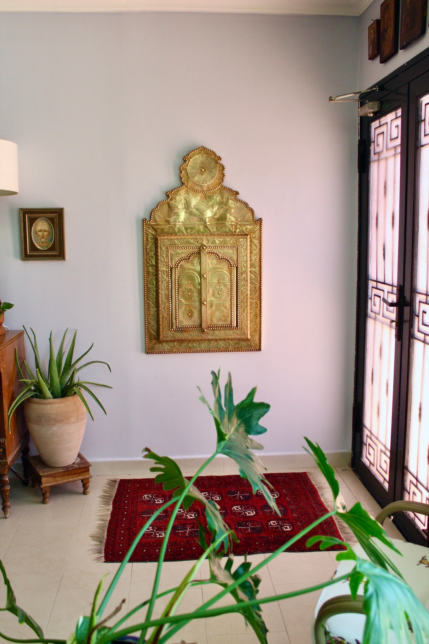 Large Vintage Moroccan Brass Shutter Mirror