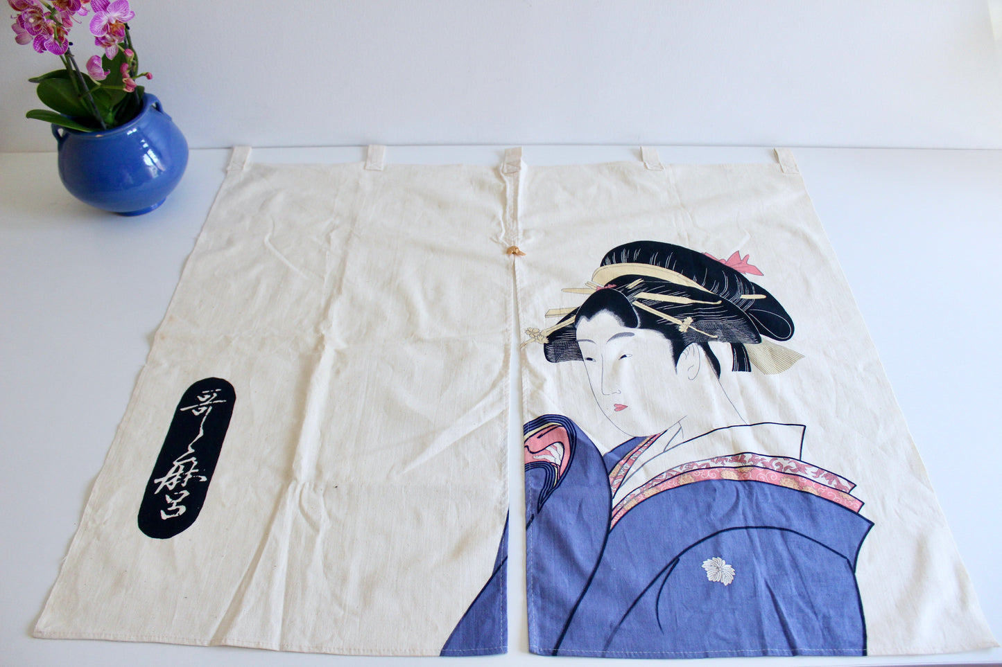 Vintage Japanese Ukiyo-e Noren Curtain