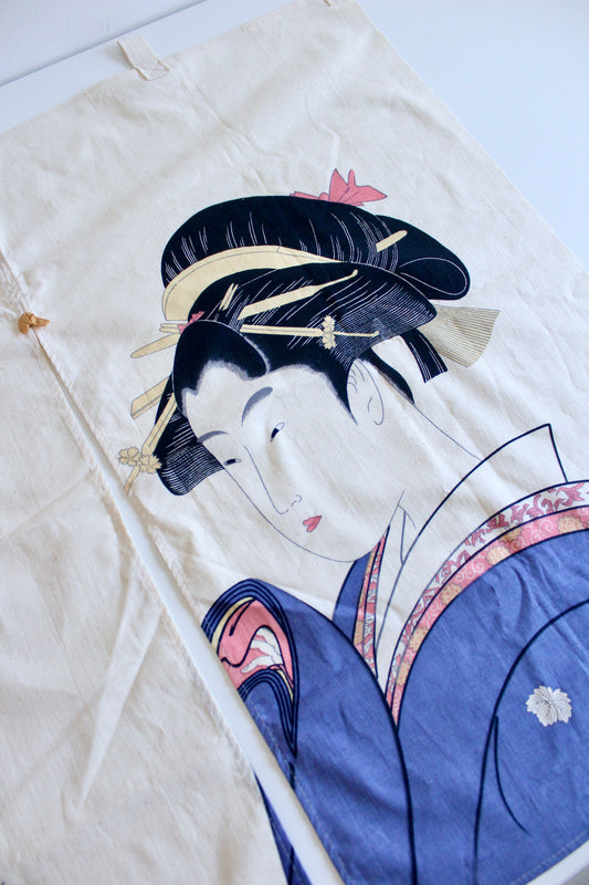 Vintage Japanese Ukiyo-e Noren Curtain