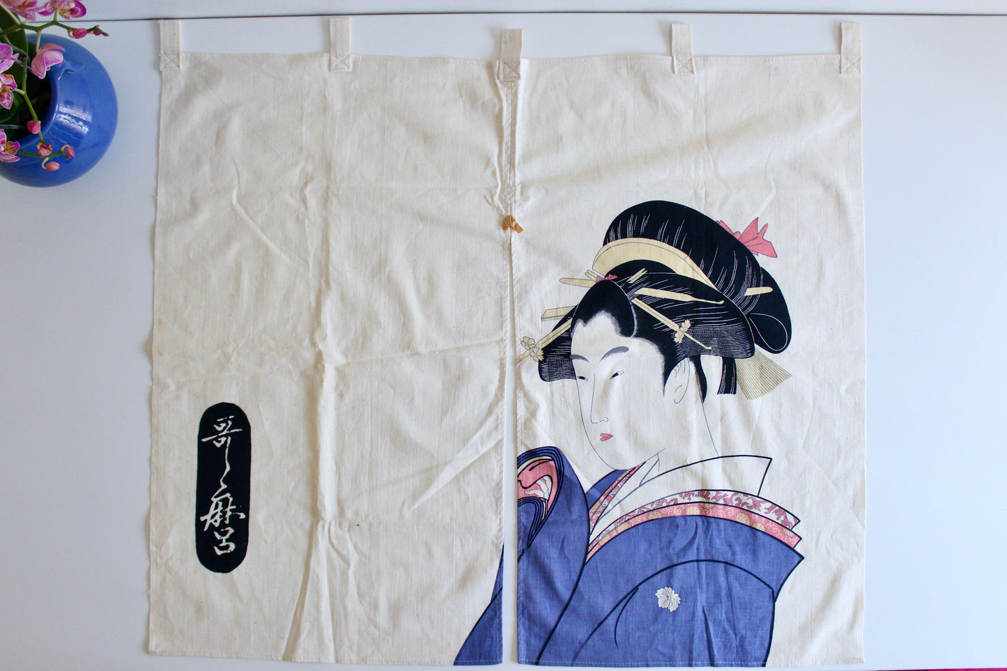 Vintage Japanese Ukiyo-e Noren Curtain