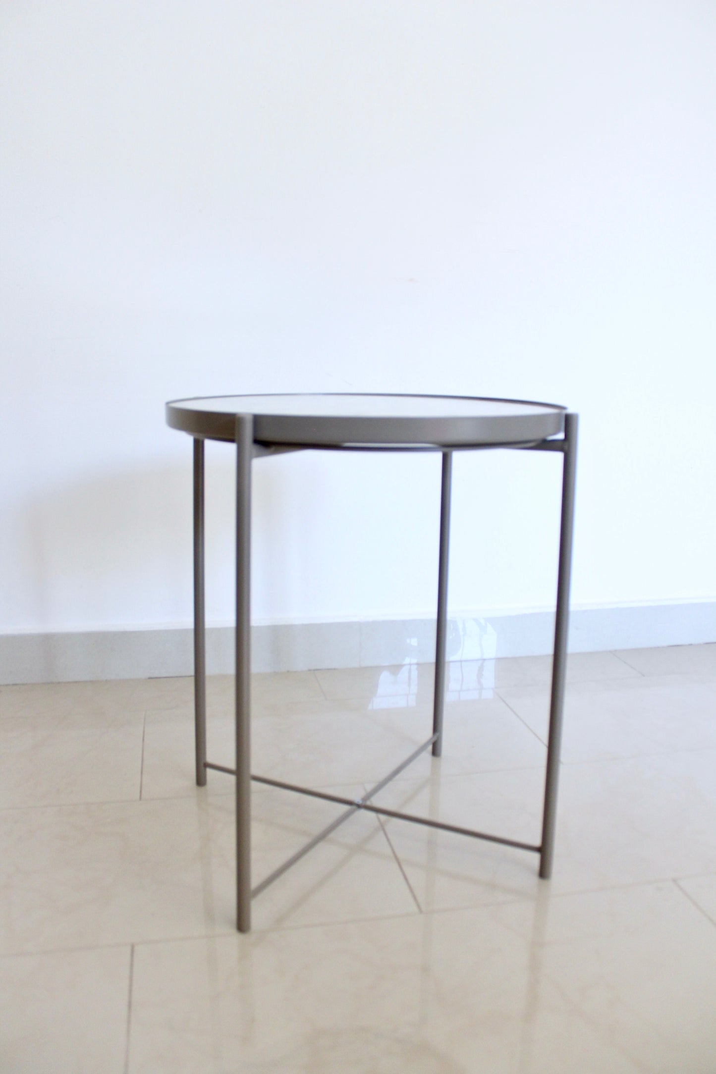 Side Table with Handmade Tile AlArfaj Flower Design by Hamid AlJassim