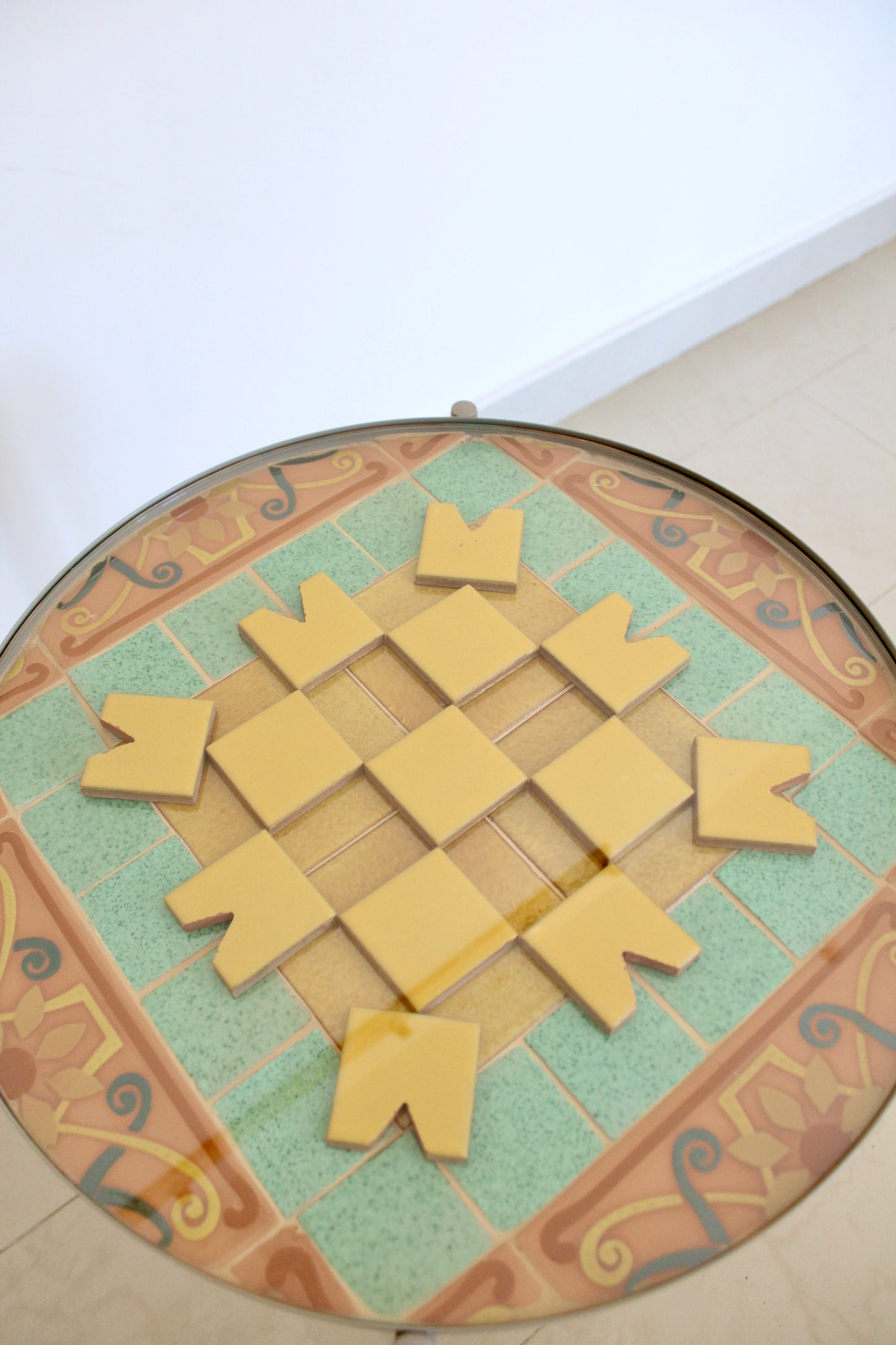 Side Table with Handmade Tile AlArfaj Flower Design by Hamid AlJassim