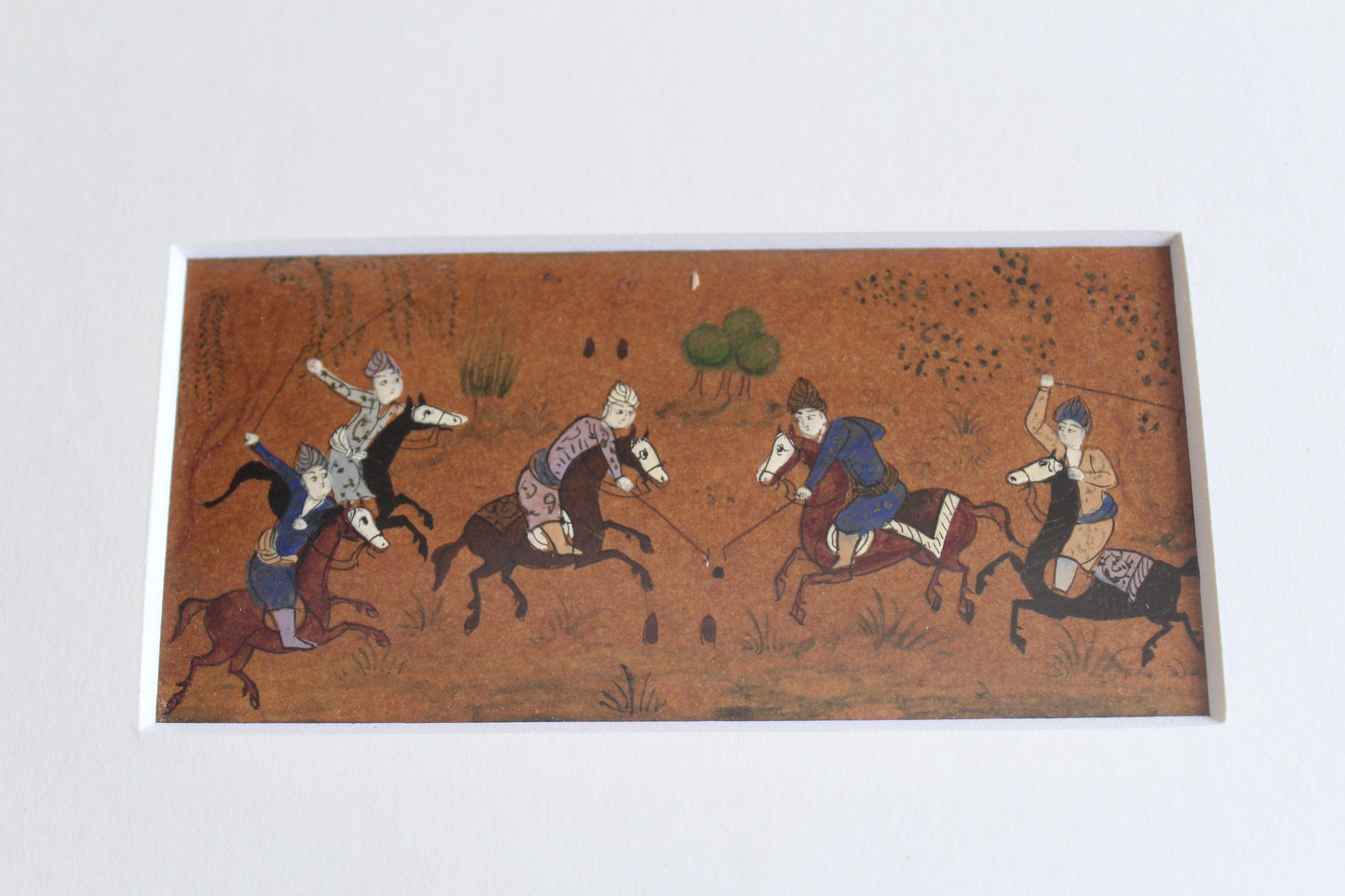 Vintage Persian Miniature Polo Scene