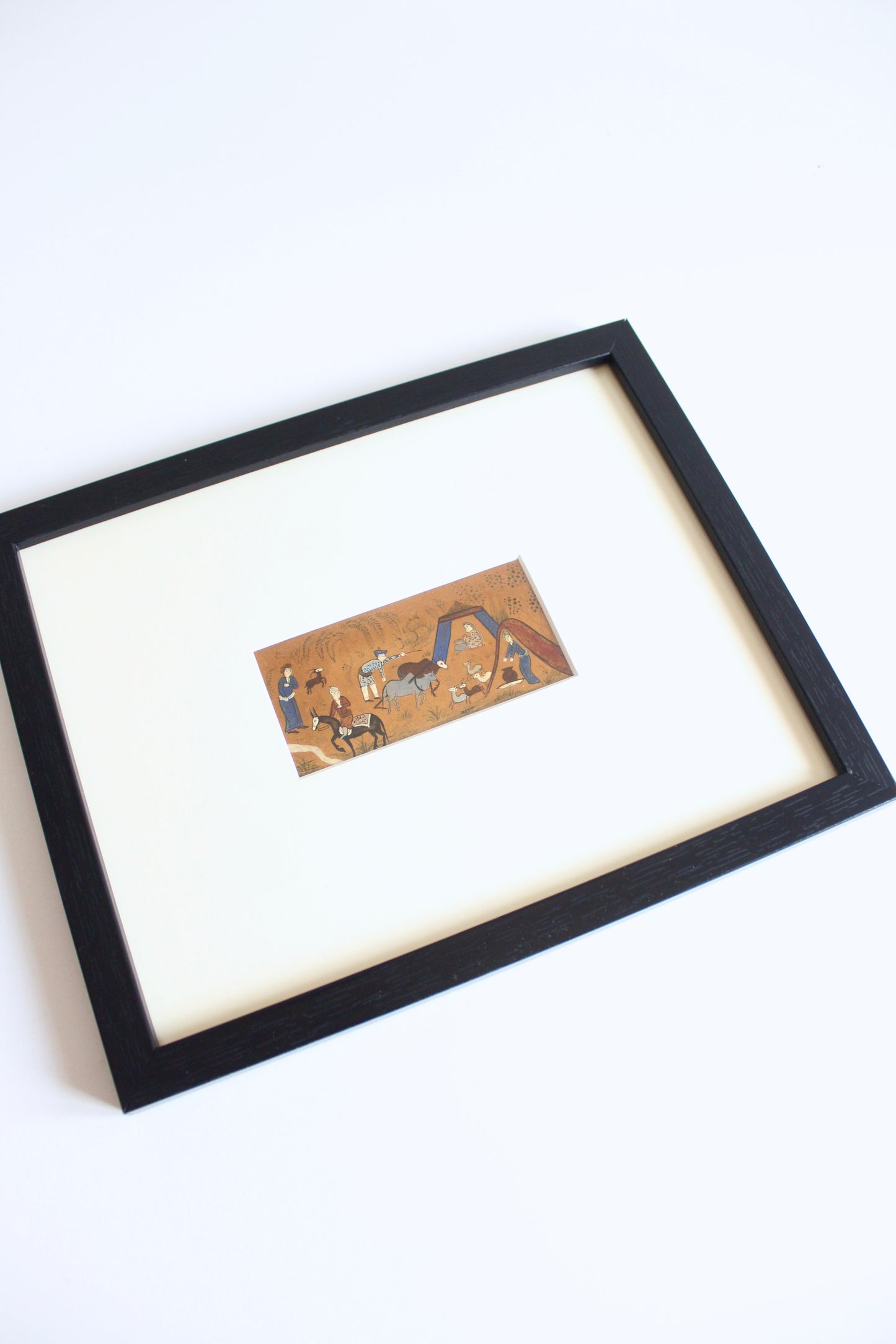 Vintage Persian Miniature Nomadic Encampment Scene