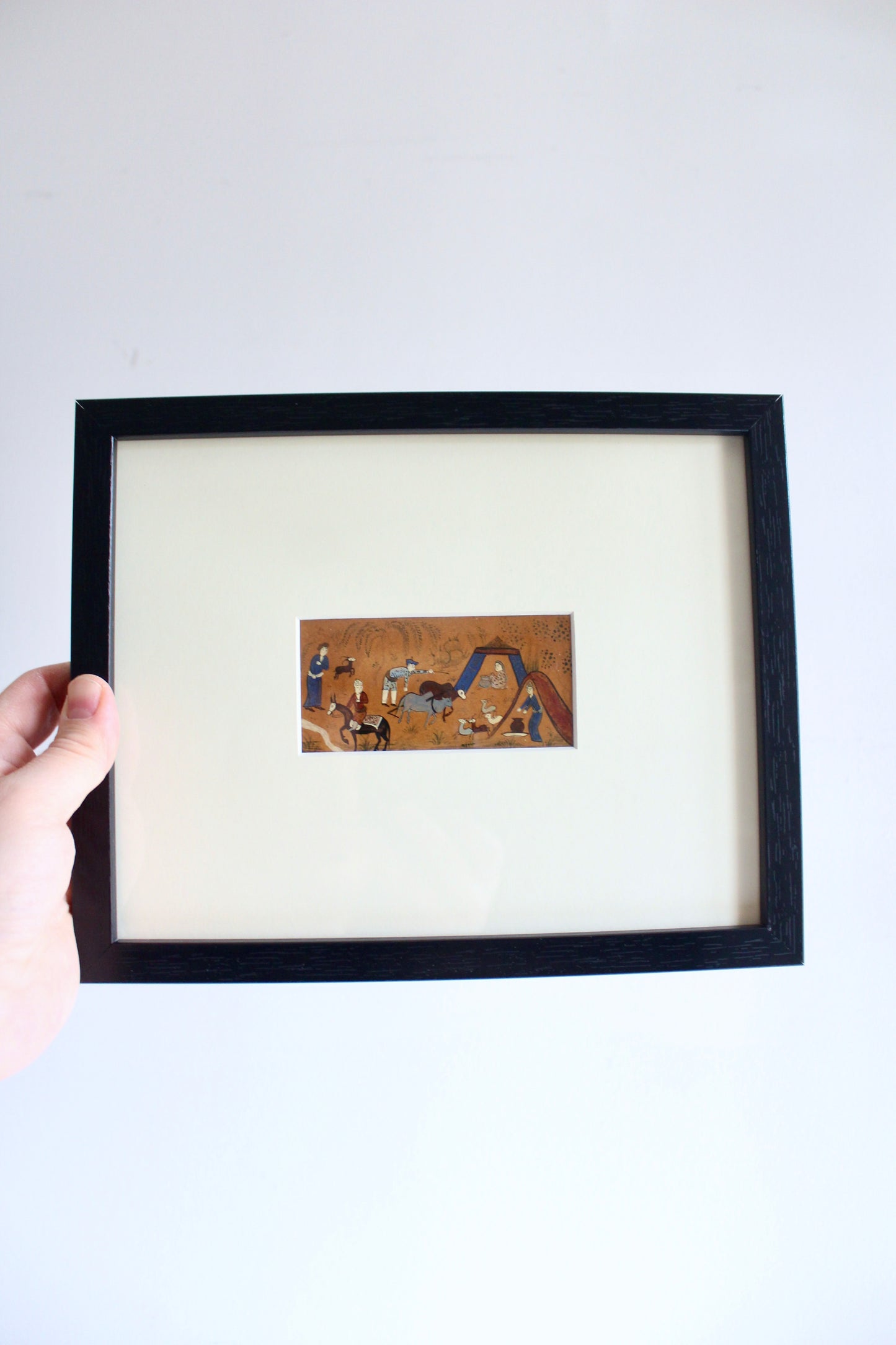 Vintage Persian Miniature Nomadic Encampment Scene