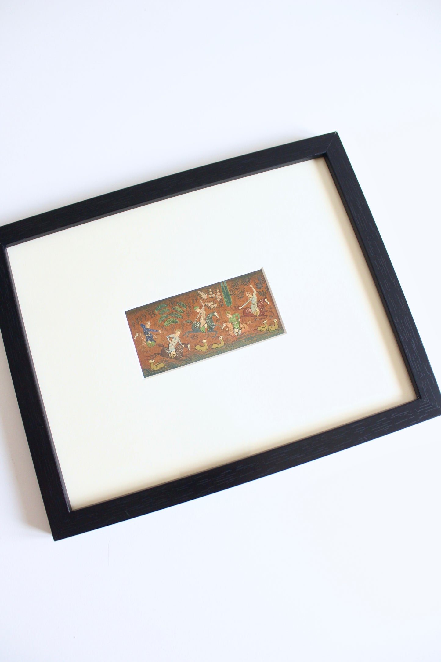 Vintage Persian Miniature Hunting Scene