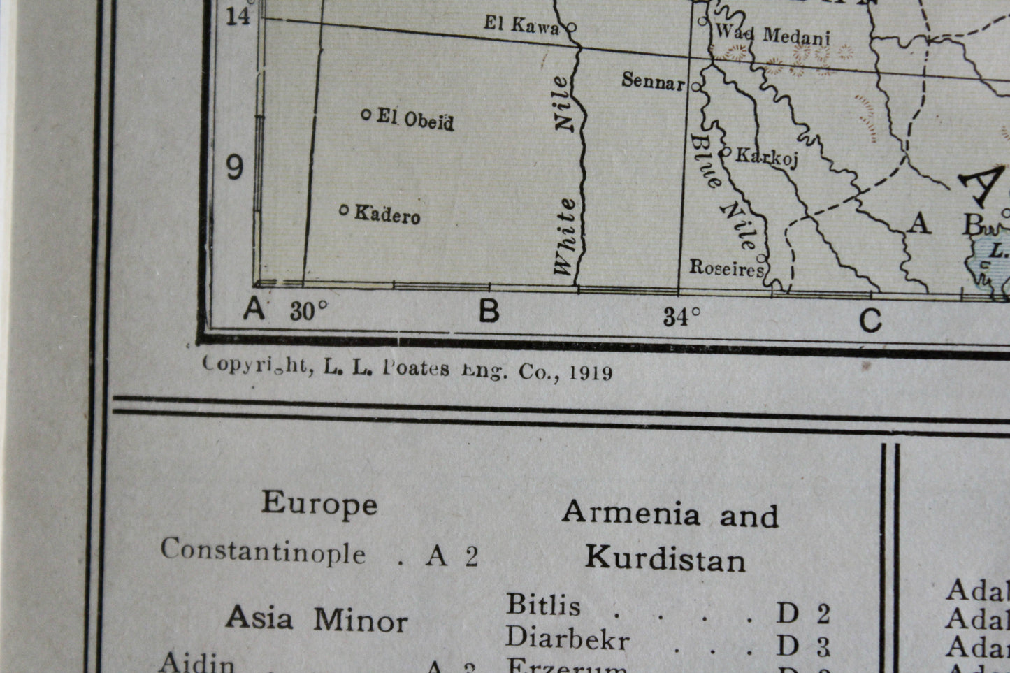 Antique 1919 Map of Arabia in Vintage Khatam Kari Frame