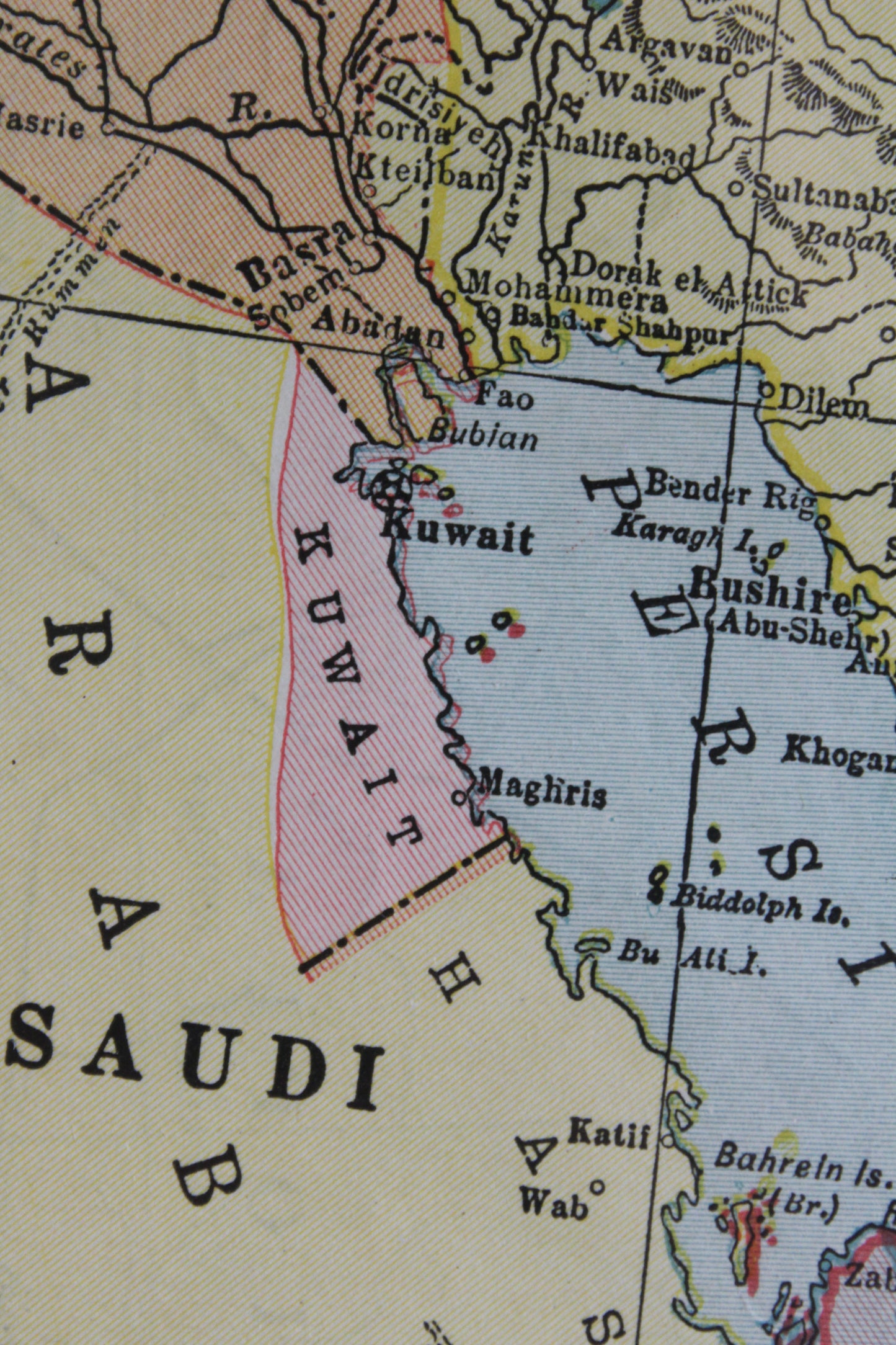 Vintage 1936 Map of Iran, Afghanistan and Baluchistan in Khatam Kari Frame