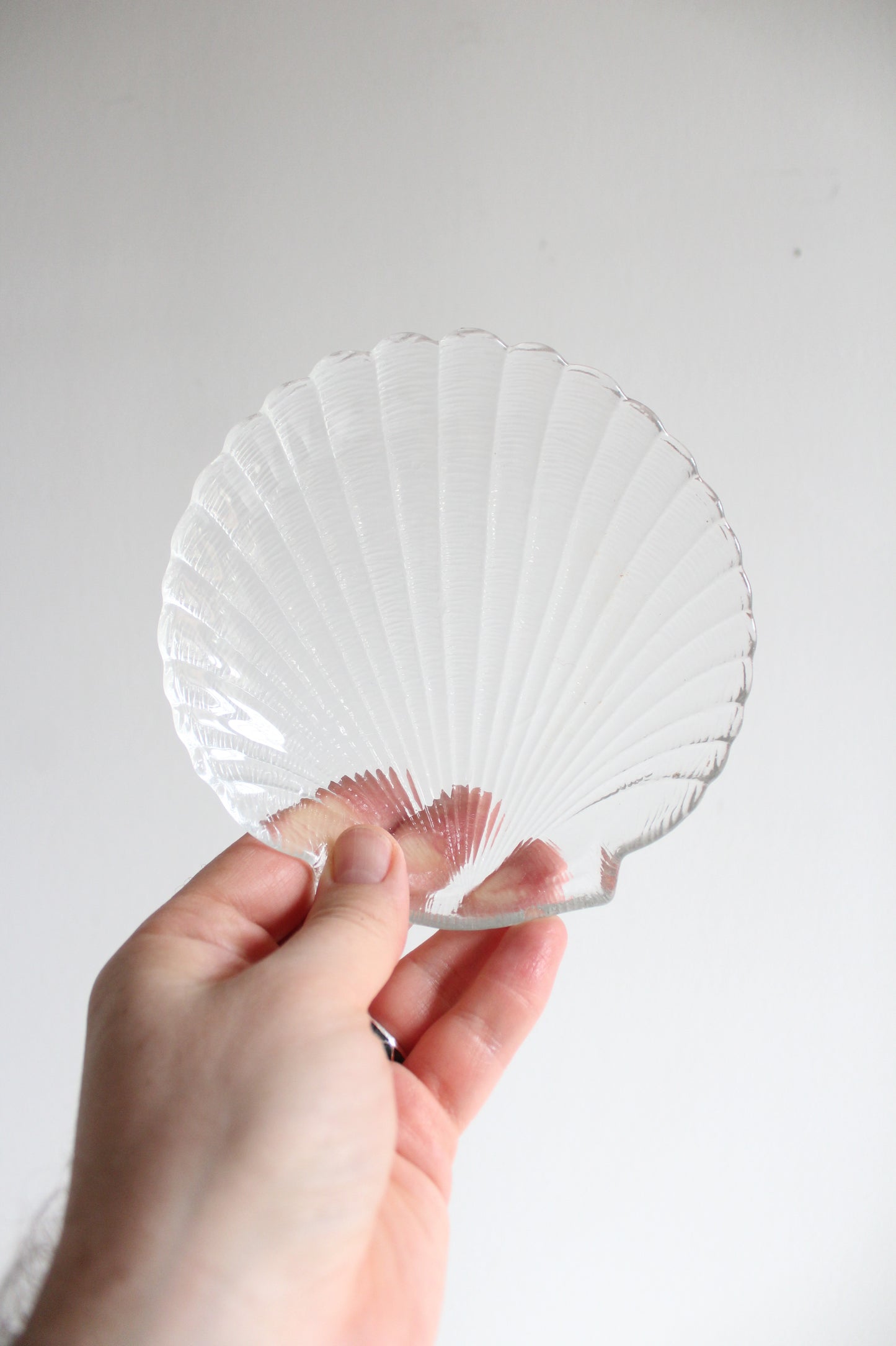 Set of Six Vintage Glass Scallop Shell Dishes