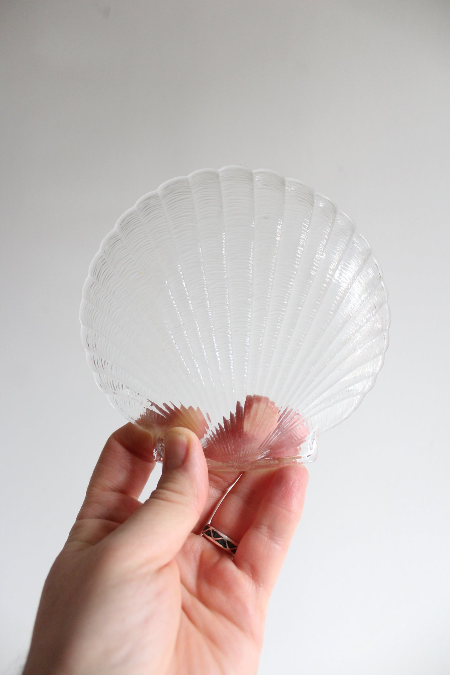 Set of Six Vintage Glass Scallop Shell Dishes