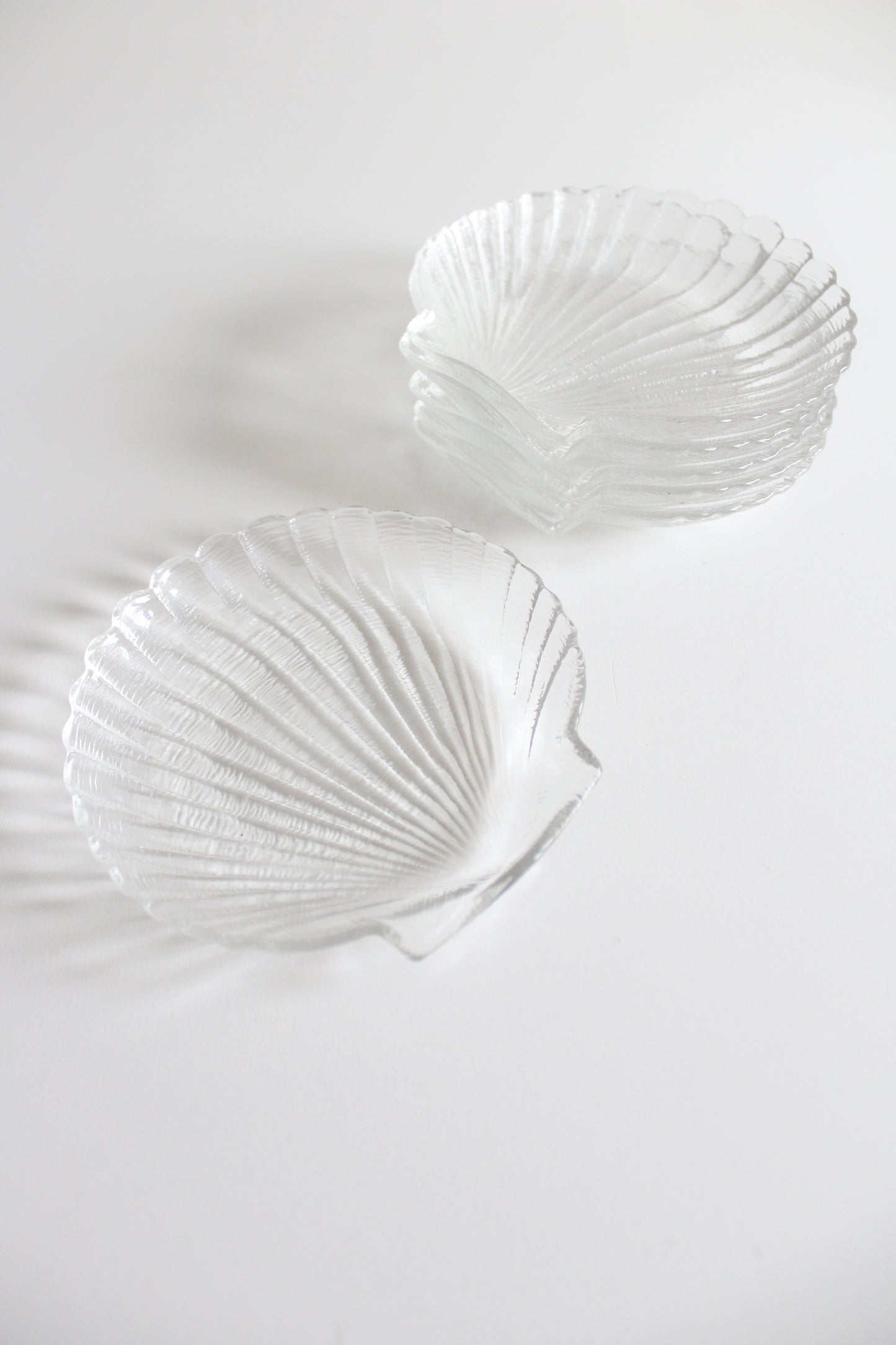 Set of Six Vintage Glass Scallop Shell Dishes