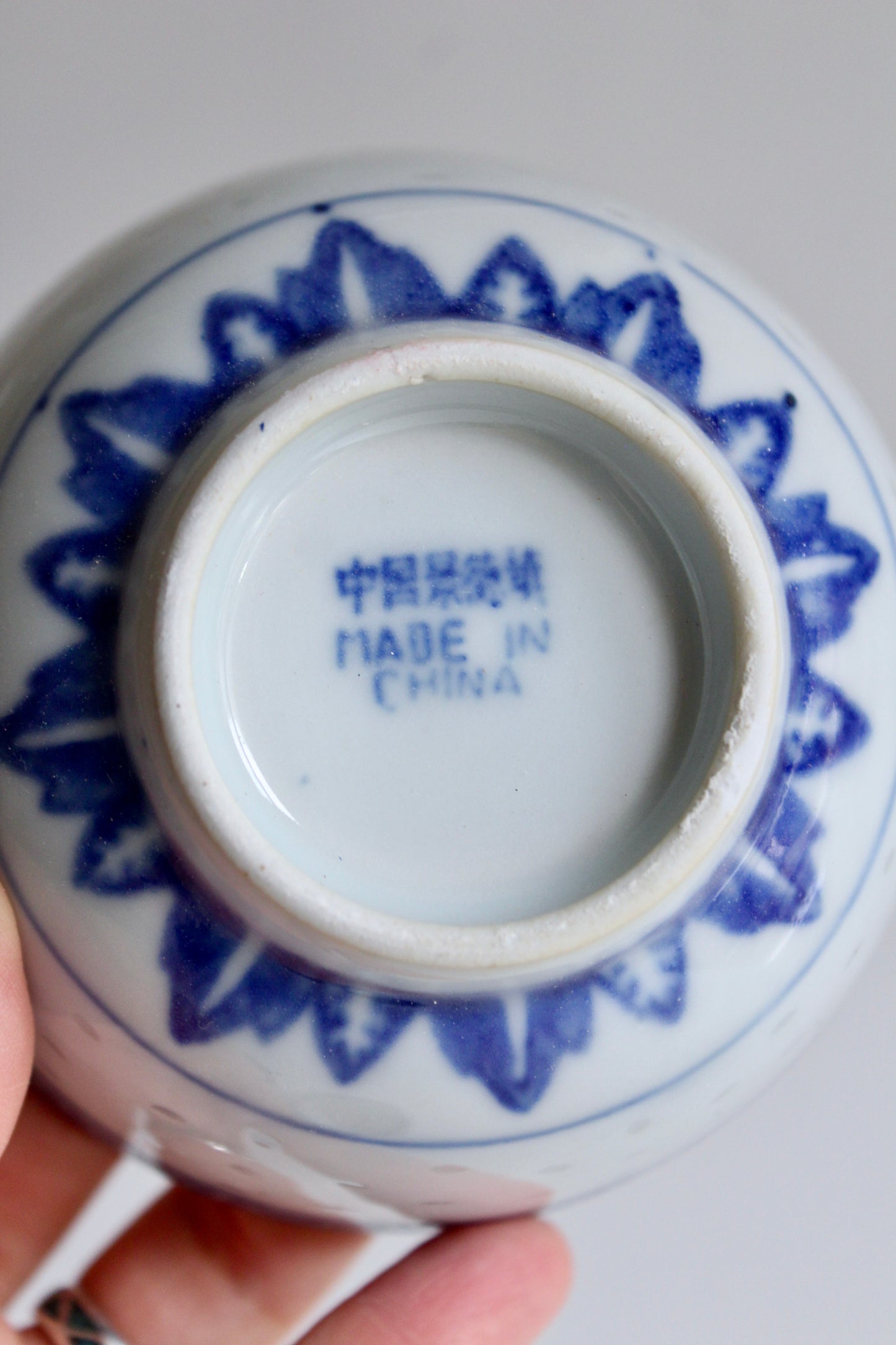 Set of Six Vintage Blue and White Dragon Bowls