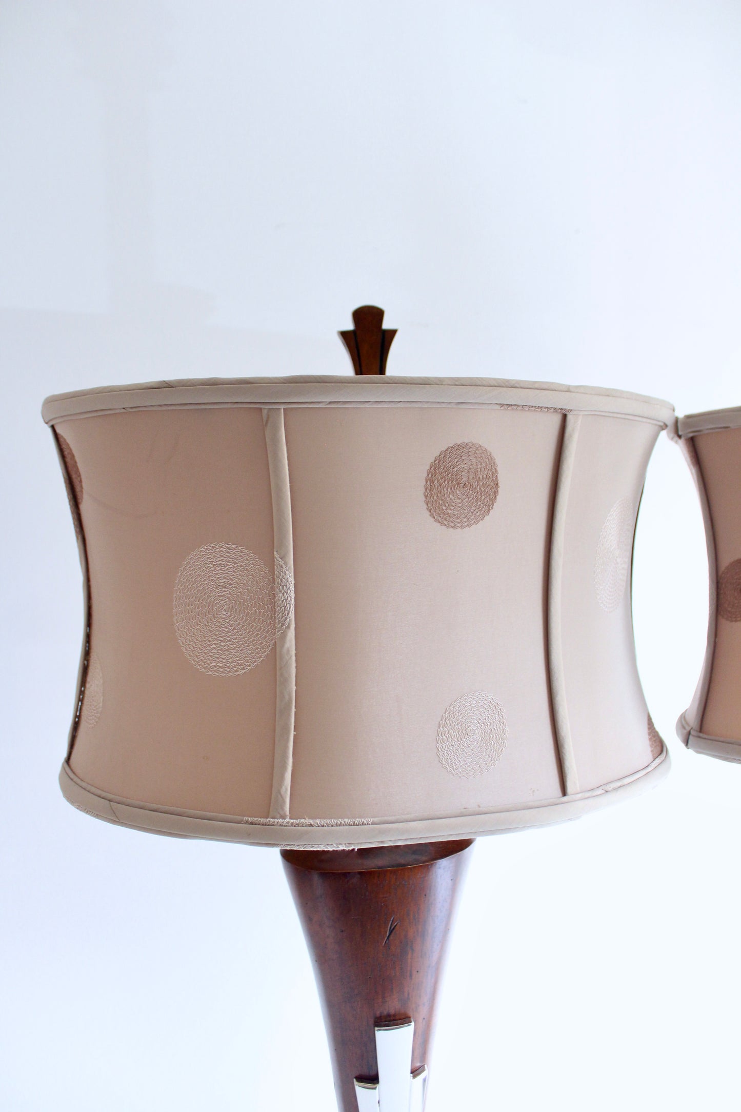 Pair of Vintage Uttermost Walnut and Chrome Table Lamps