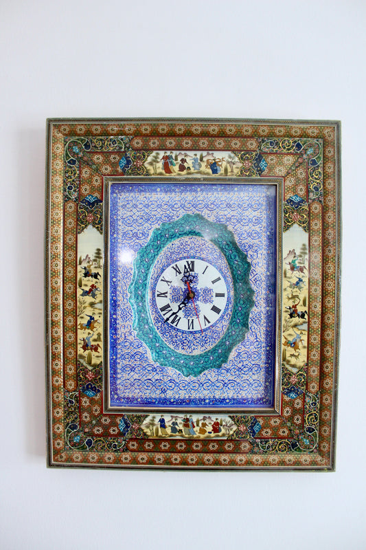 Masterpiece Khatam and Persian Miniature Wall Clock