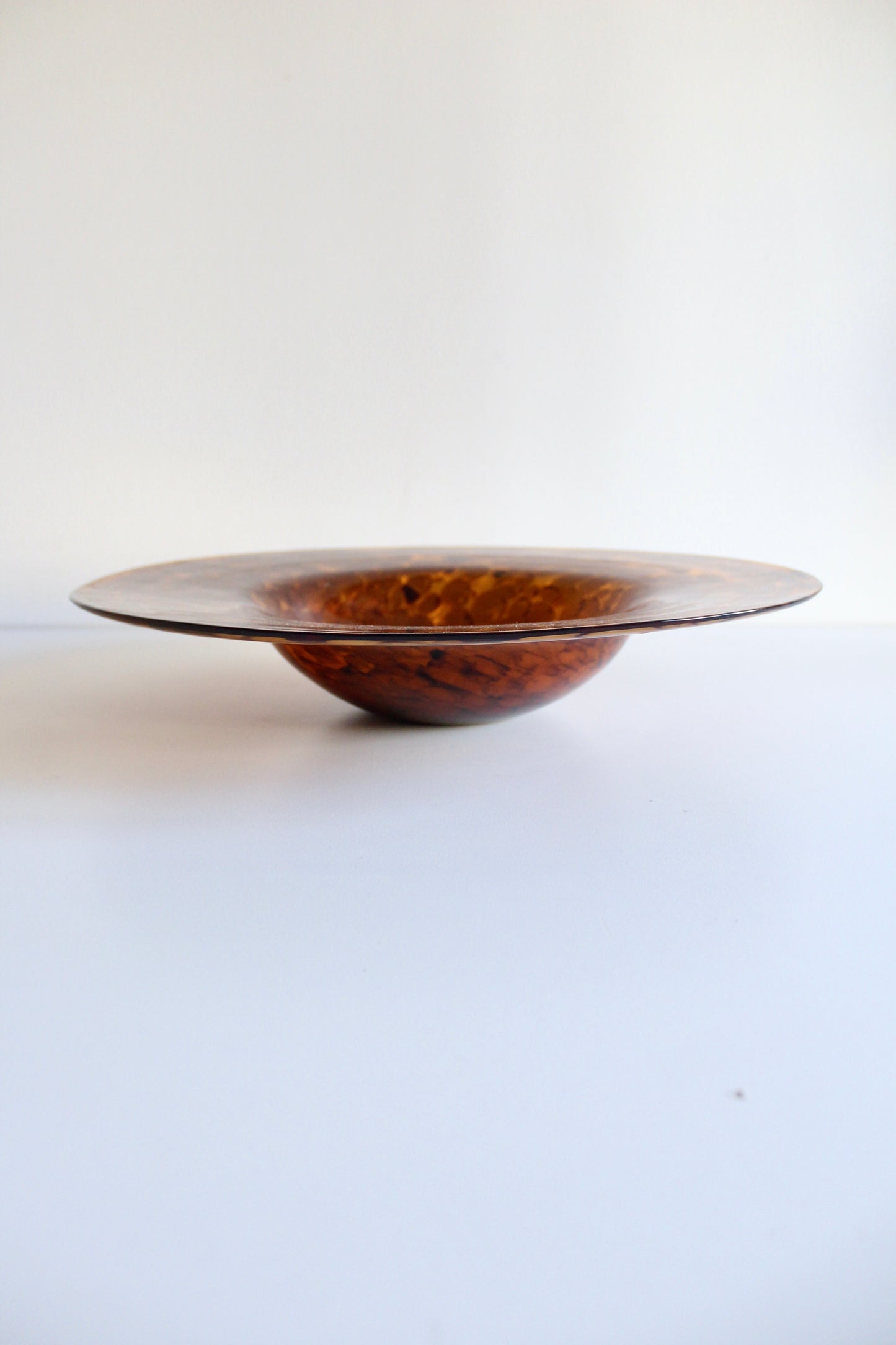Vintage Amber Hand-Blown Art Glass Centerpiece Bowl