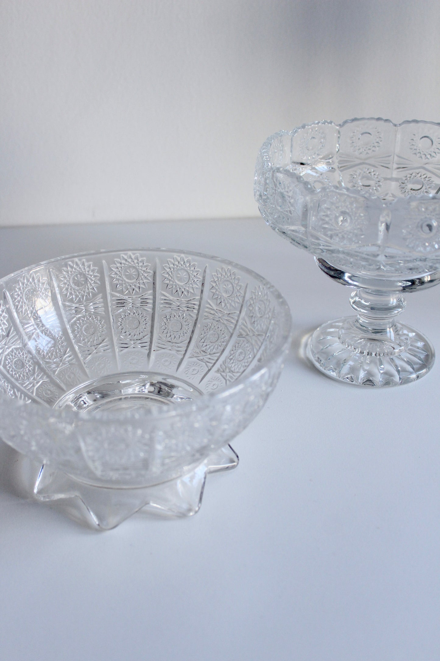 Collection of 3 Vintage Pressed-Glass Serving Bowls