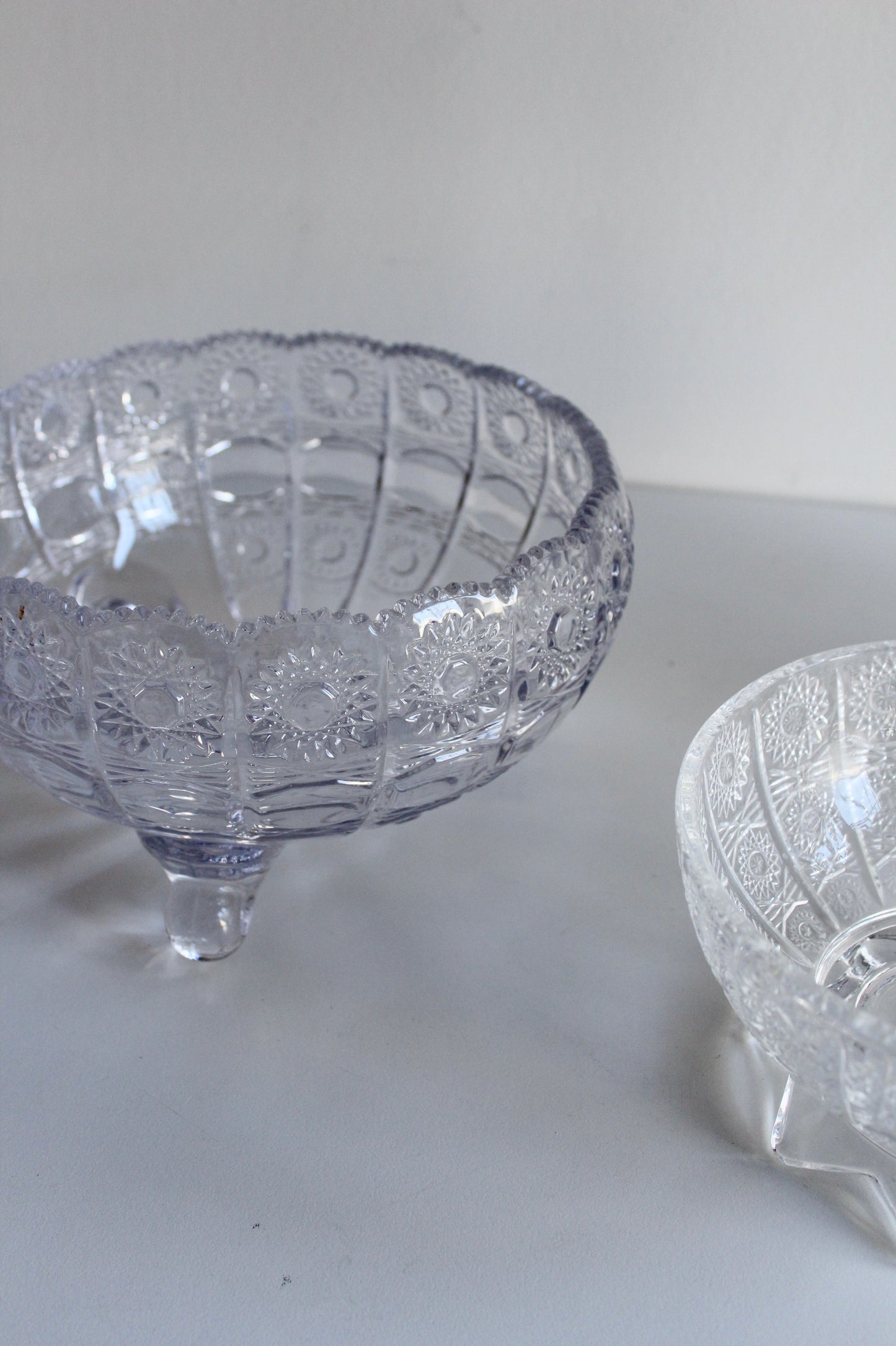 Collection of 3 Vintage Pressed-Glass Serving Bowls