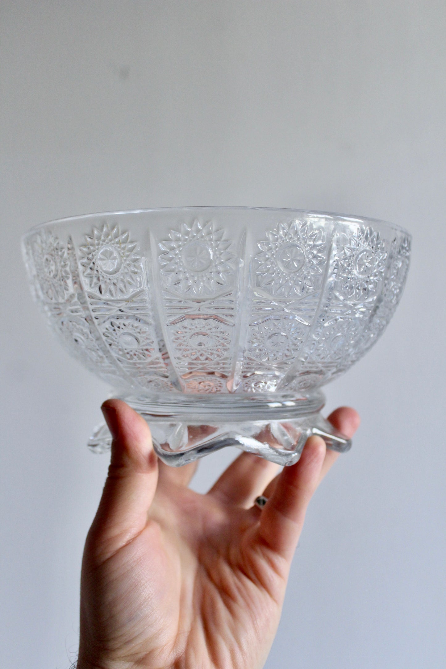 Collection of 3 Vintage Pressed-Glass Serving Bowls