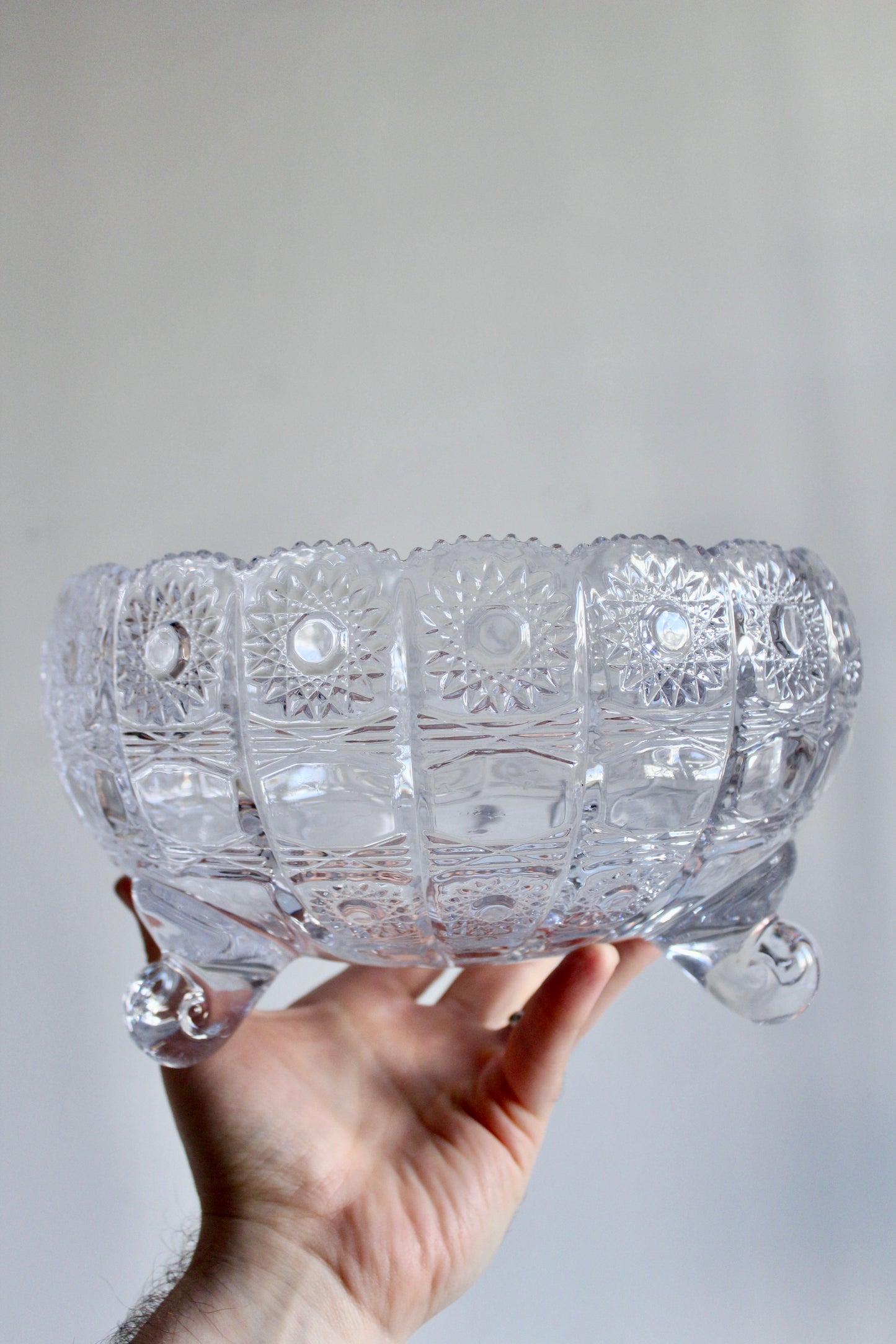 Collection of 3 Vintage Pressed-Glass Serving Bowls