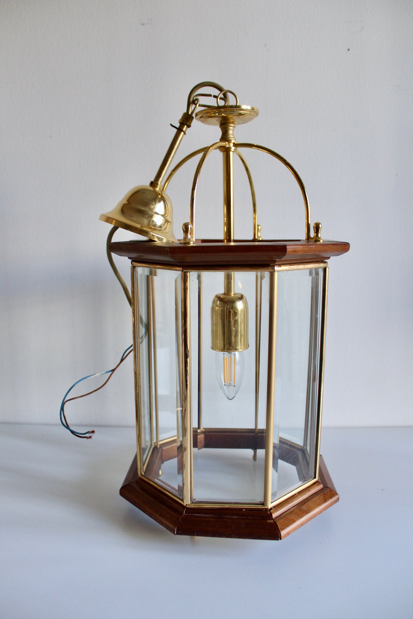 Pair of Vintage Italian Cremasco Lantern Pendant Lights
