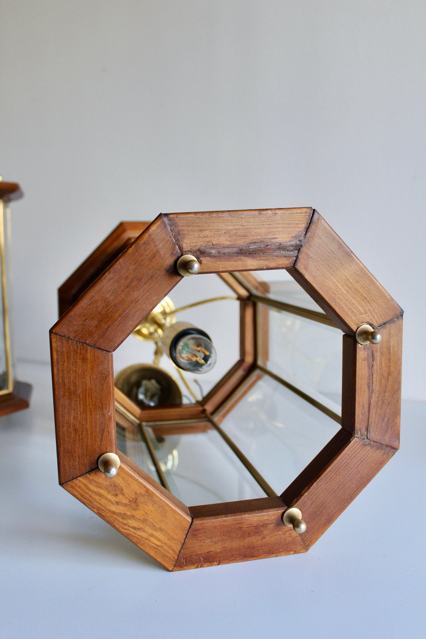 Pair of Vintage Italian Cremasco Lantern Pendant Lights