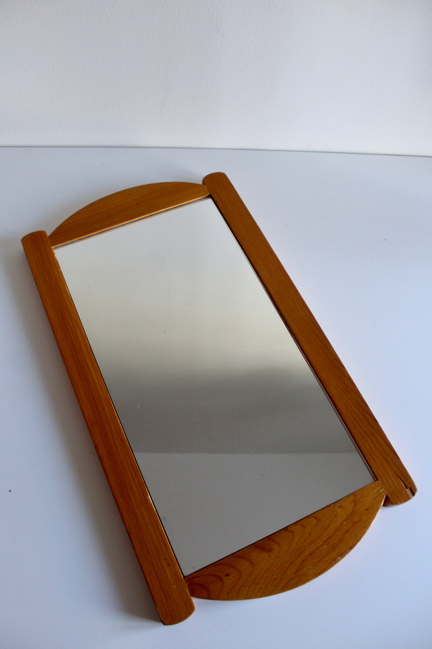 Vintage Scandinavian-Style Wood Wall Mirror