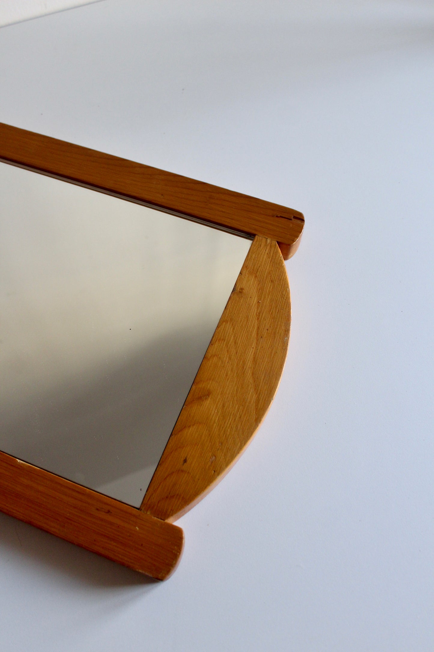Vintage Scandinavian-Style Wood Wall Mirror
