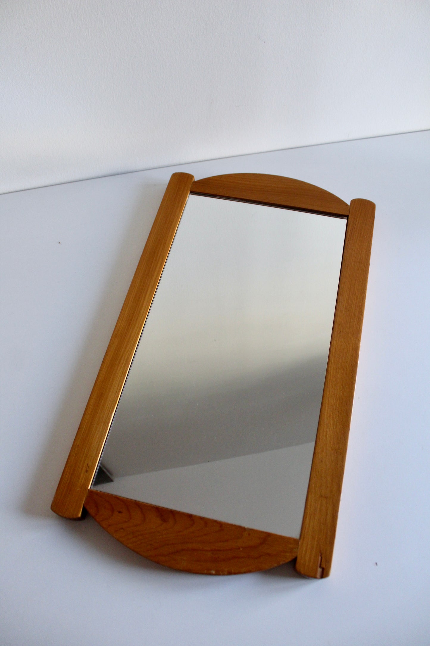 Vintage Scandinavian-Style Wood Wall Mirror
